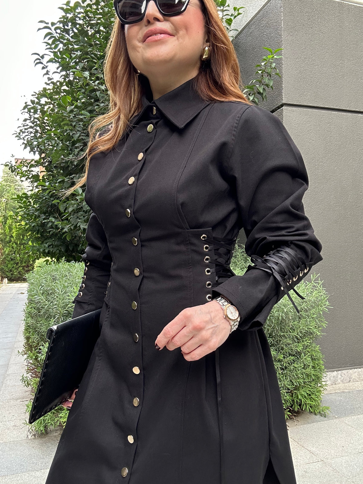İtaly bağlamalı poplin elbise