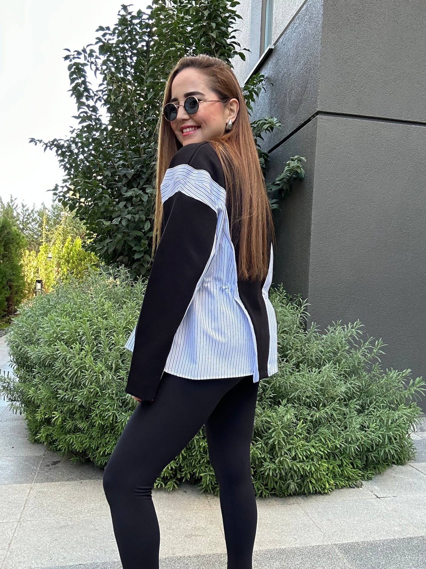 Premium Tasarım çizgili sweat