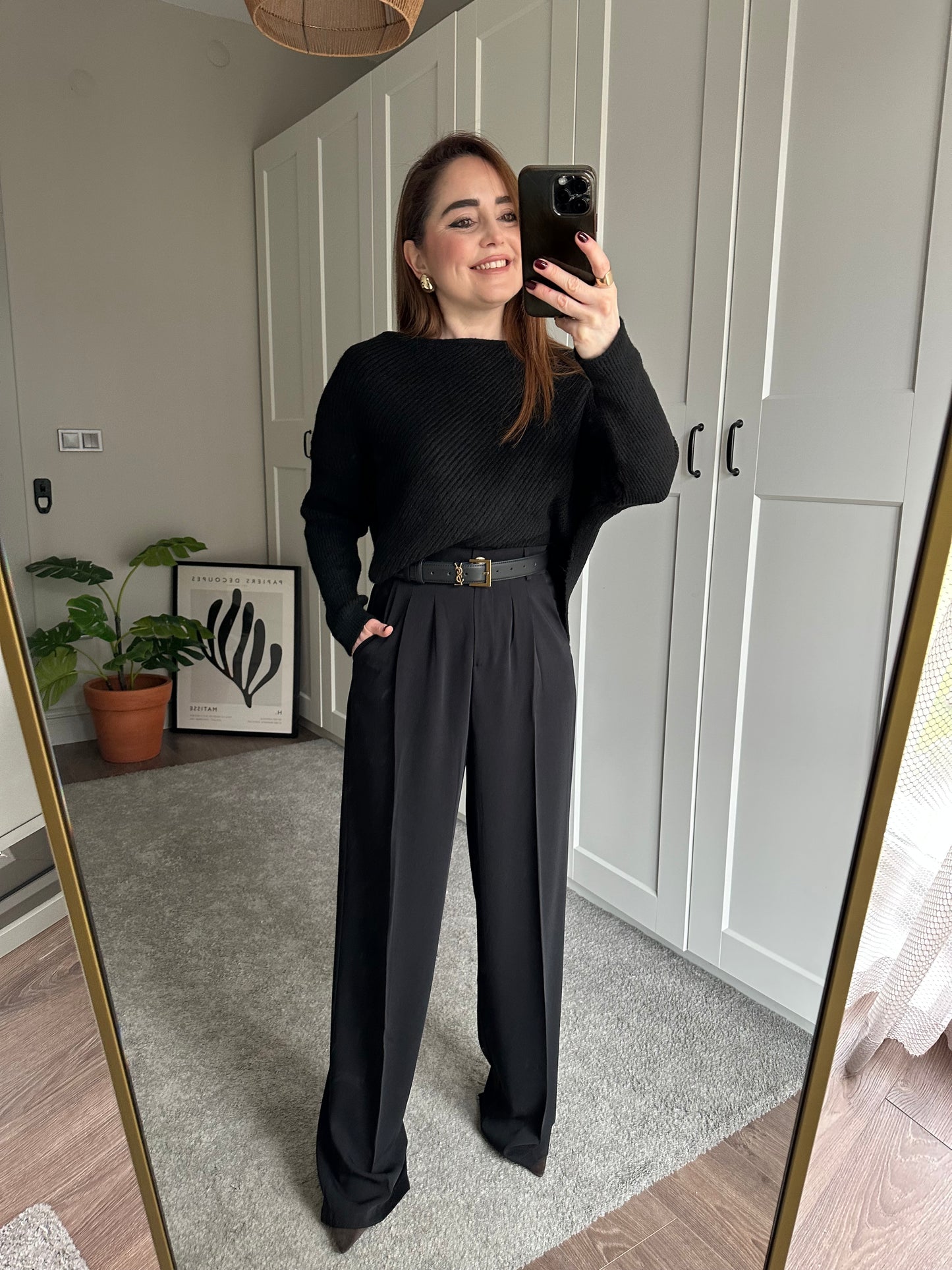 Gold düğme tiril palazzo pantolon ( Kemerler hariçtir )