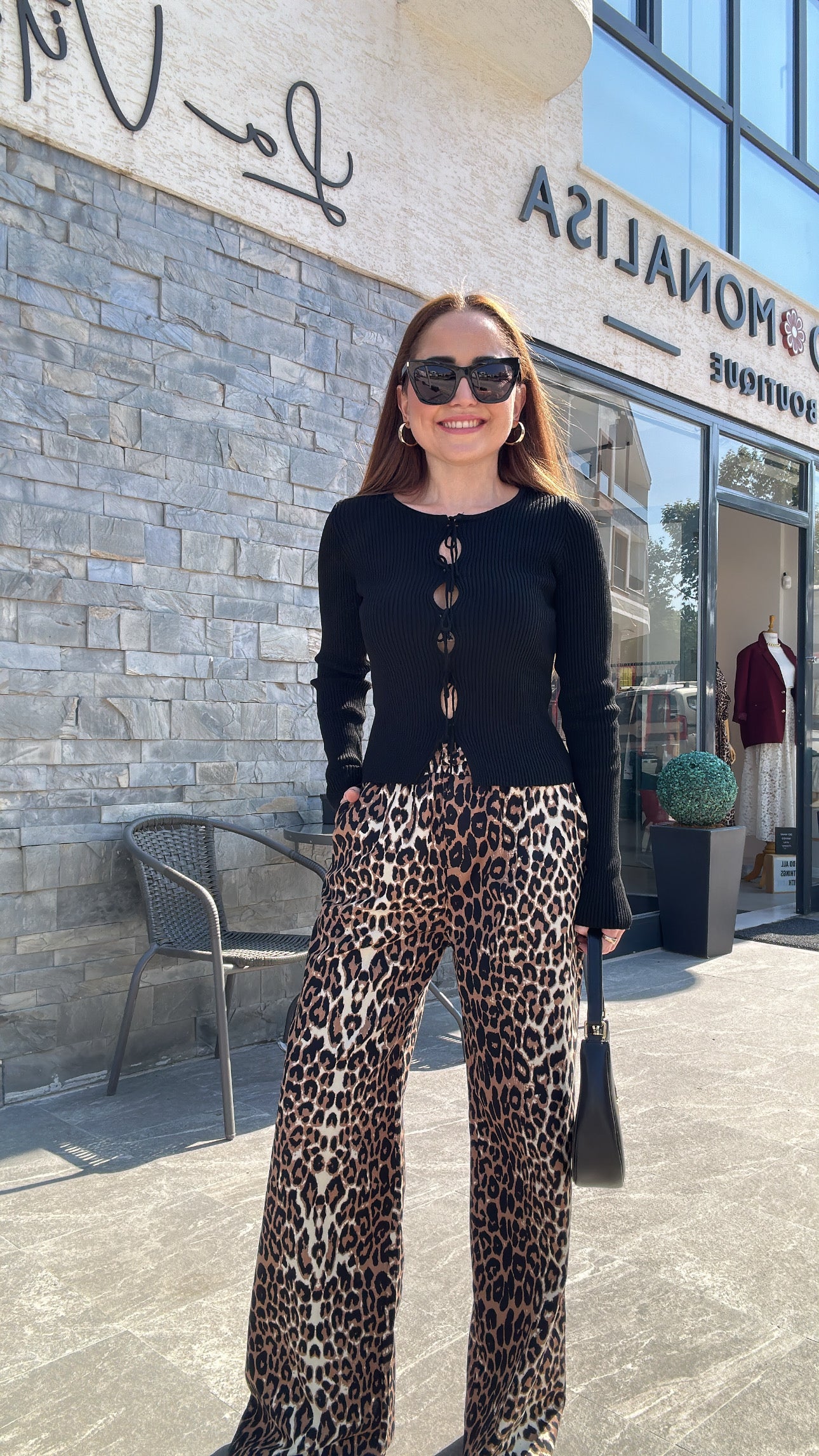 Leopar gabardin pantolon