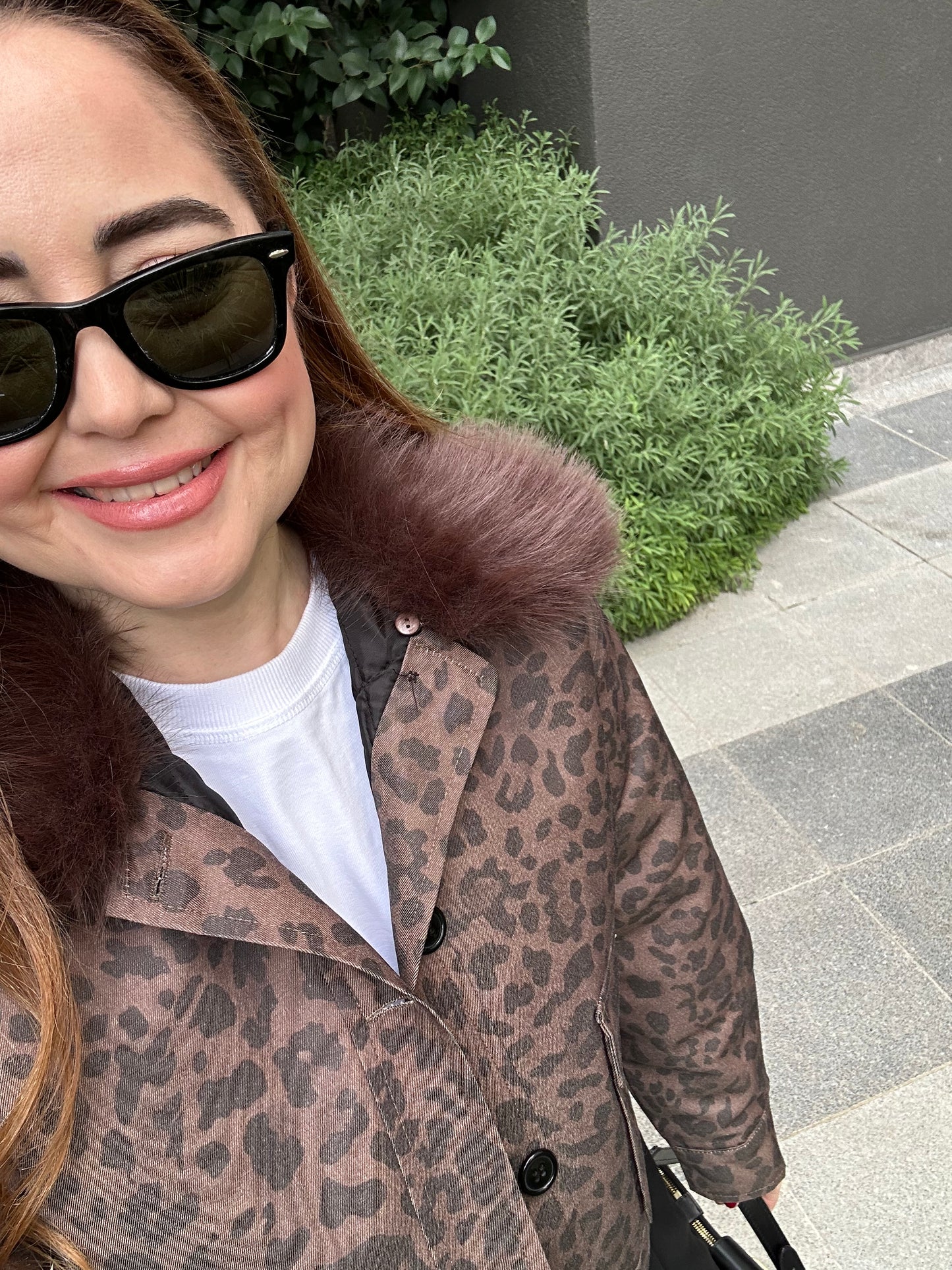 Leopar desen kapitone mont (Çıkabilir kürk )