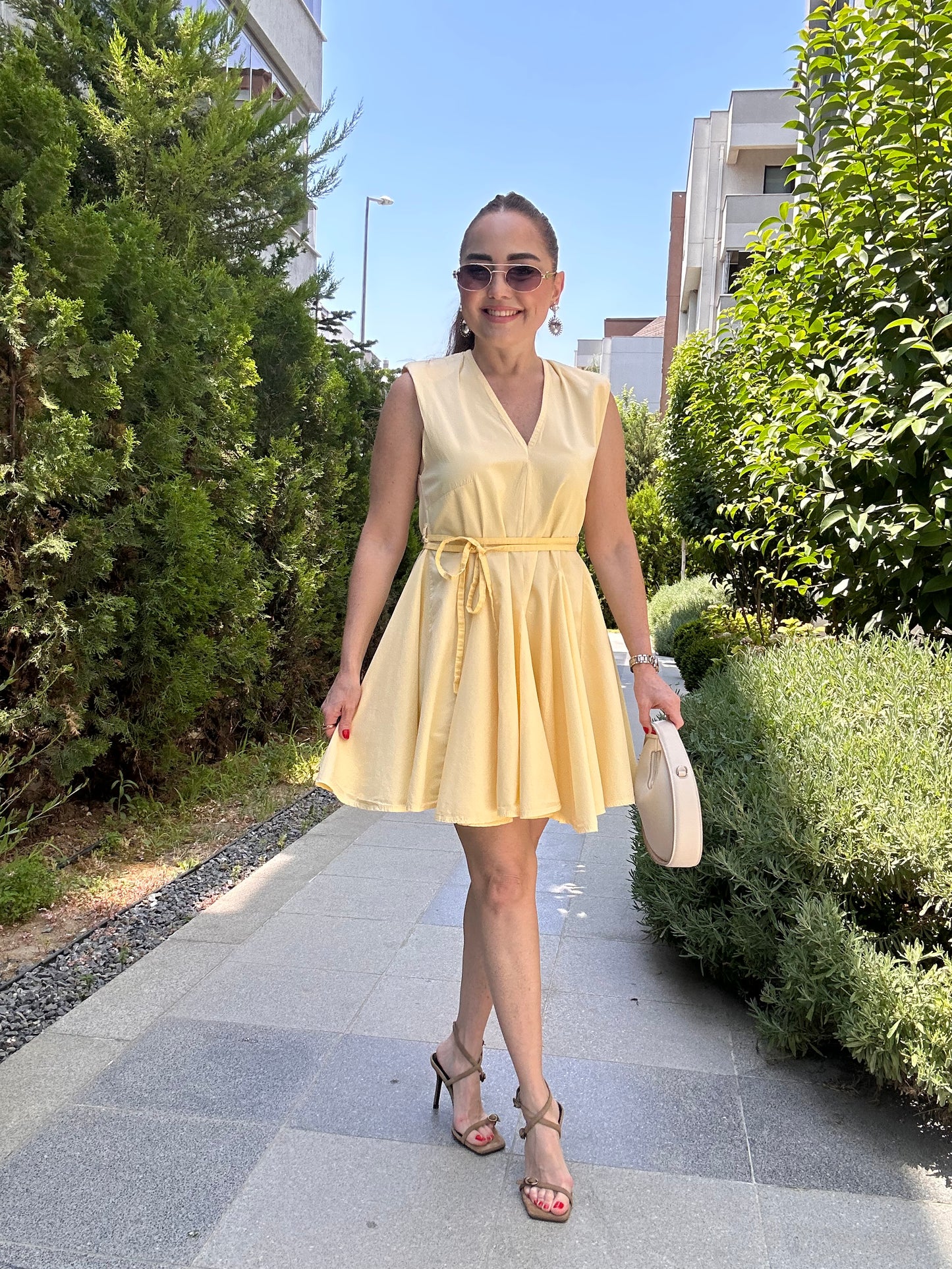 Vatkalı poplin elbise