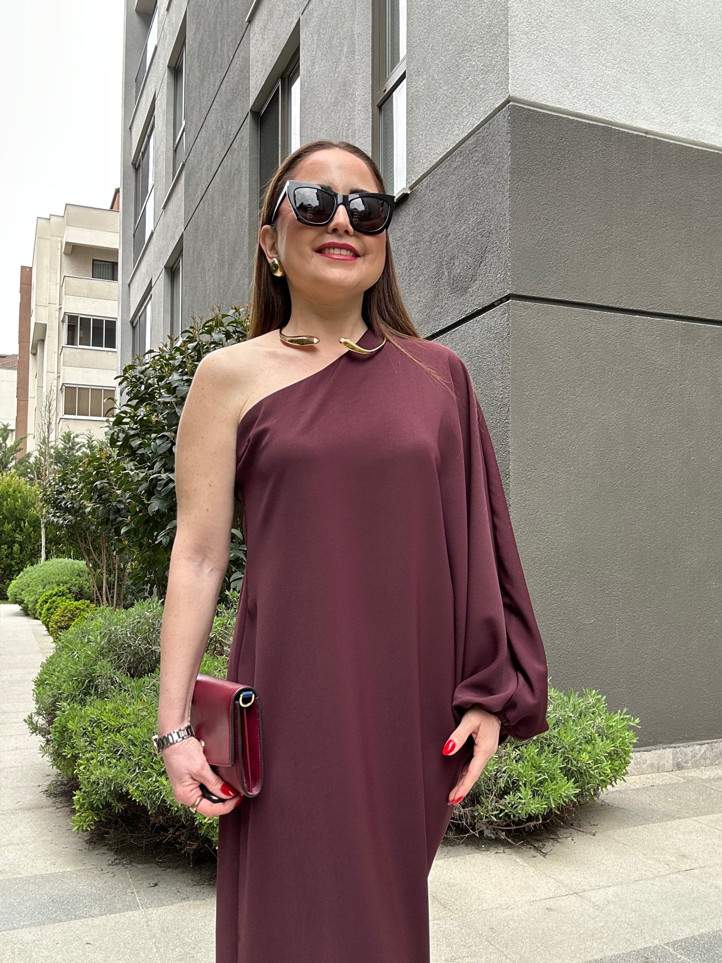 Tasarım gold detaylı elbise