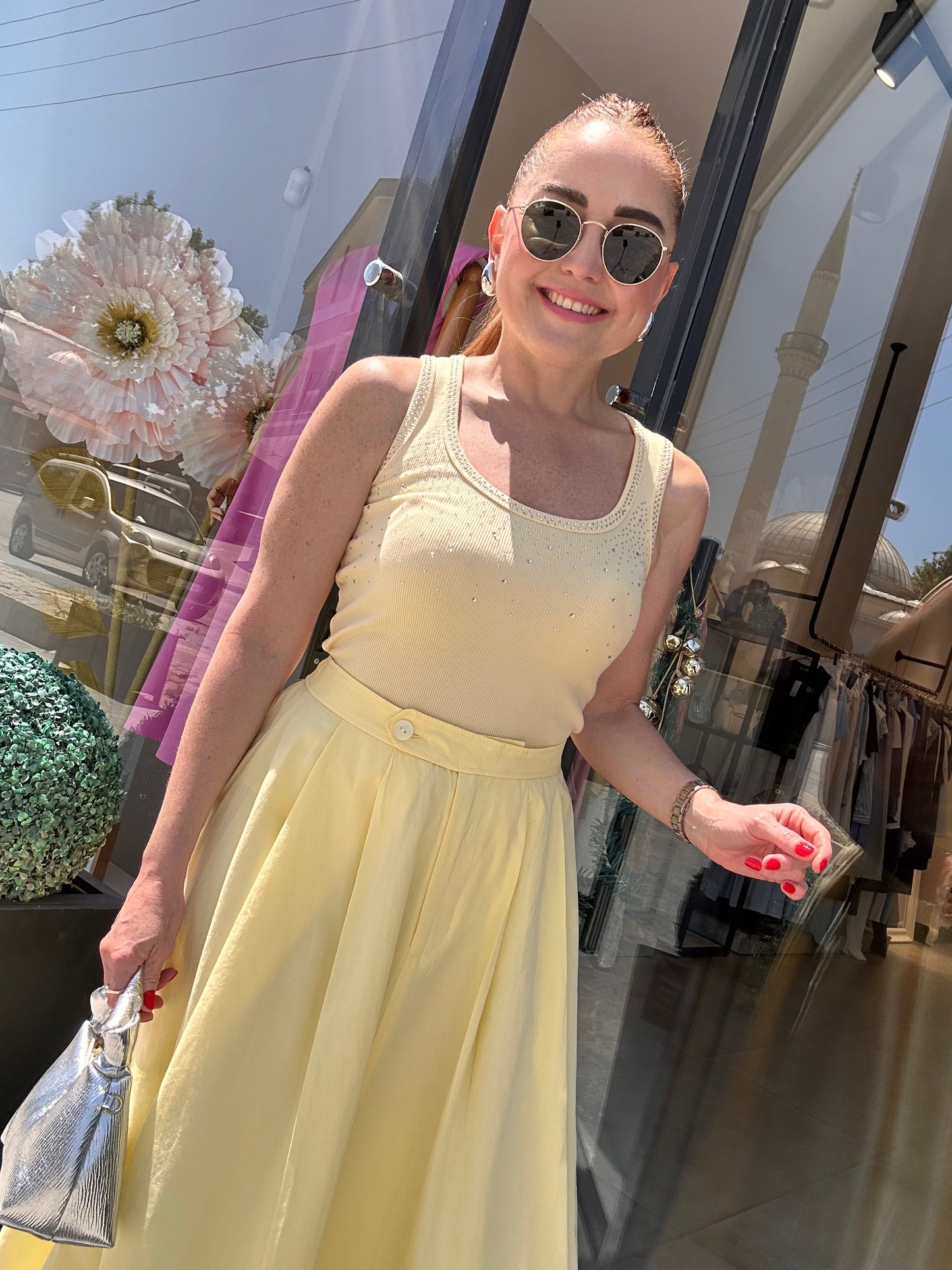 Poplin midi etek
