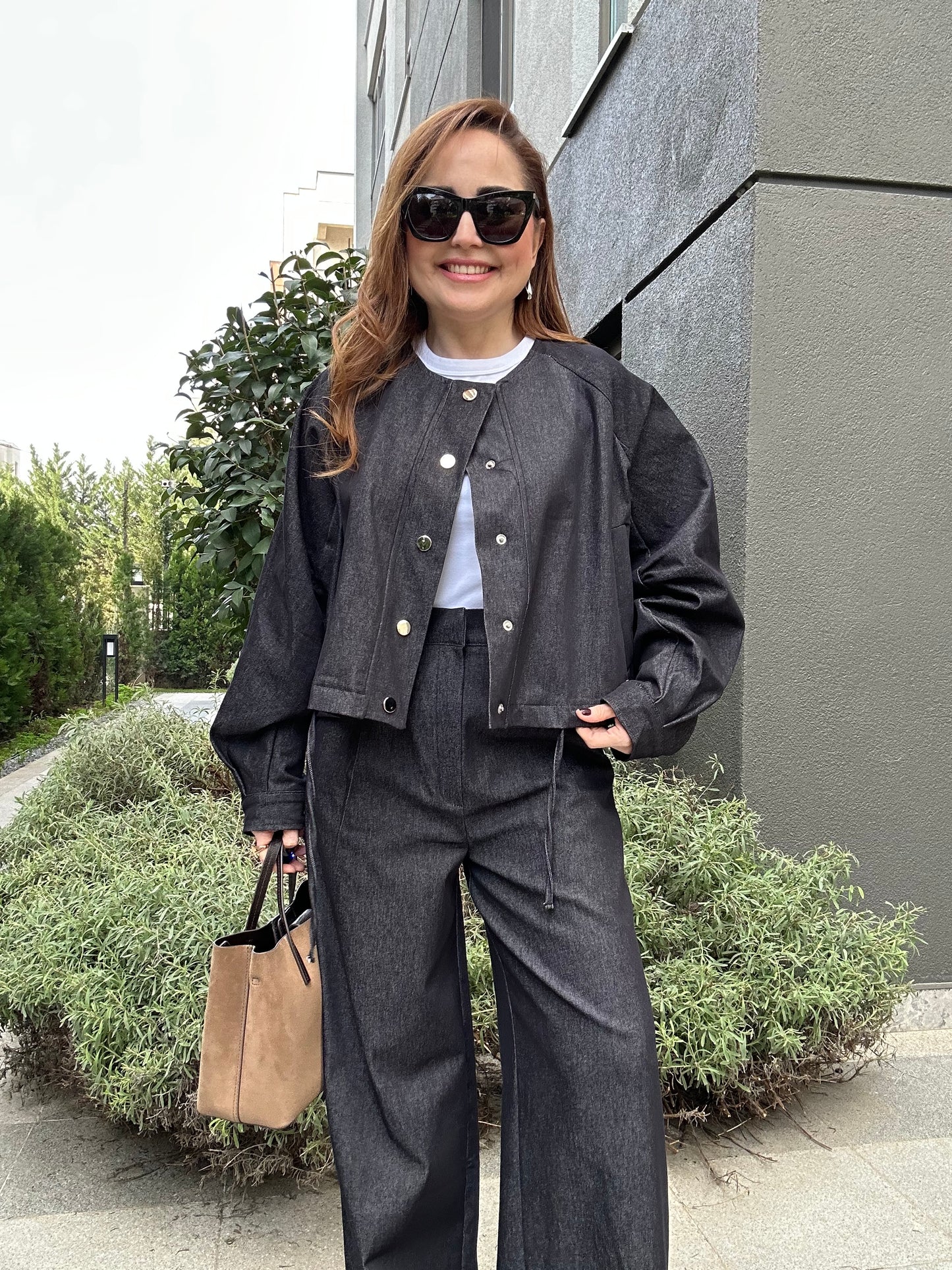 Premium denim efektli takım