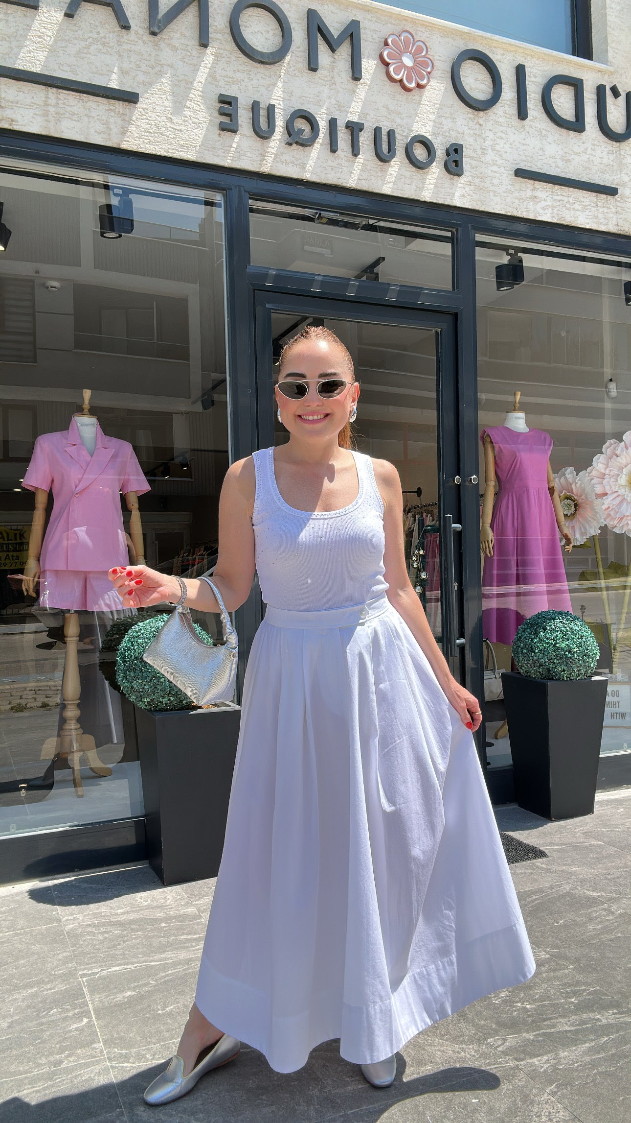 Poplin midi etek