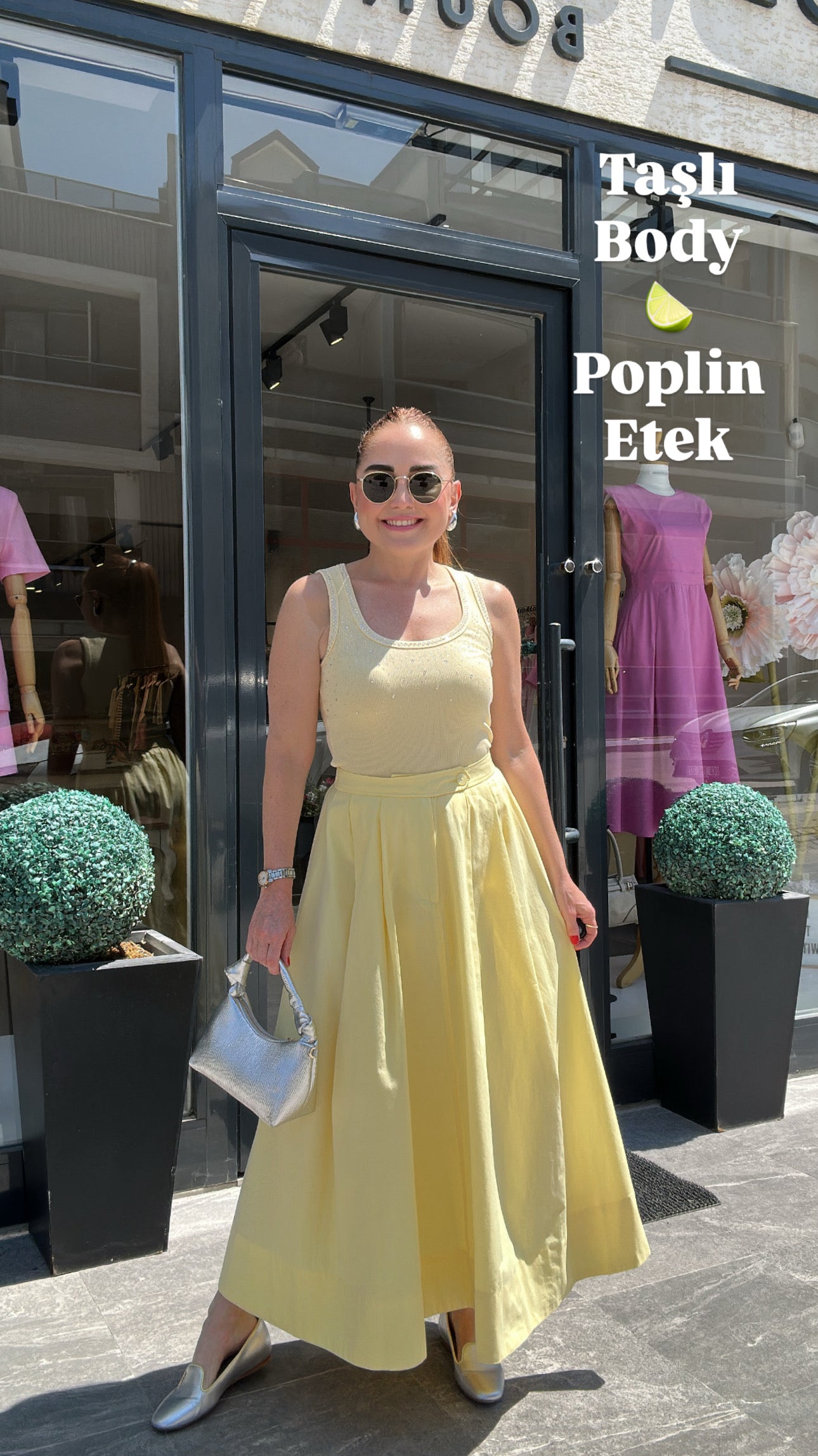 Poplin midi etek