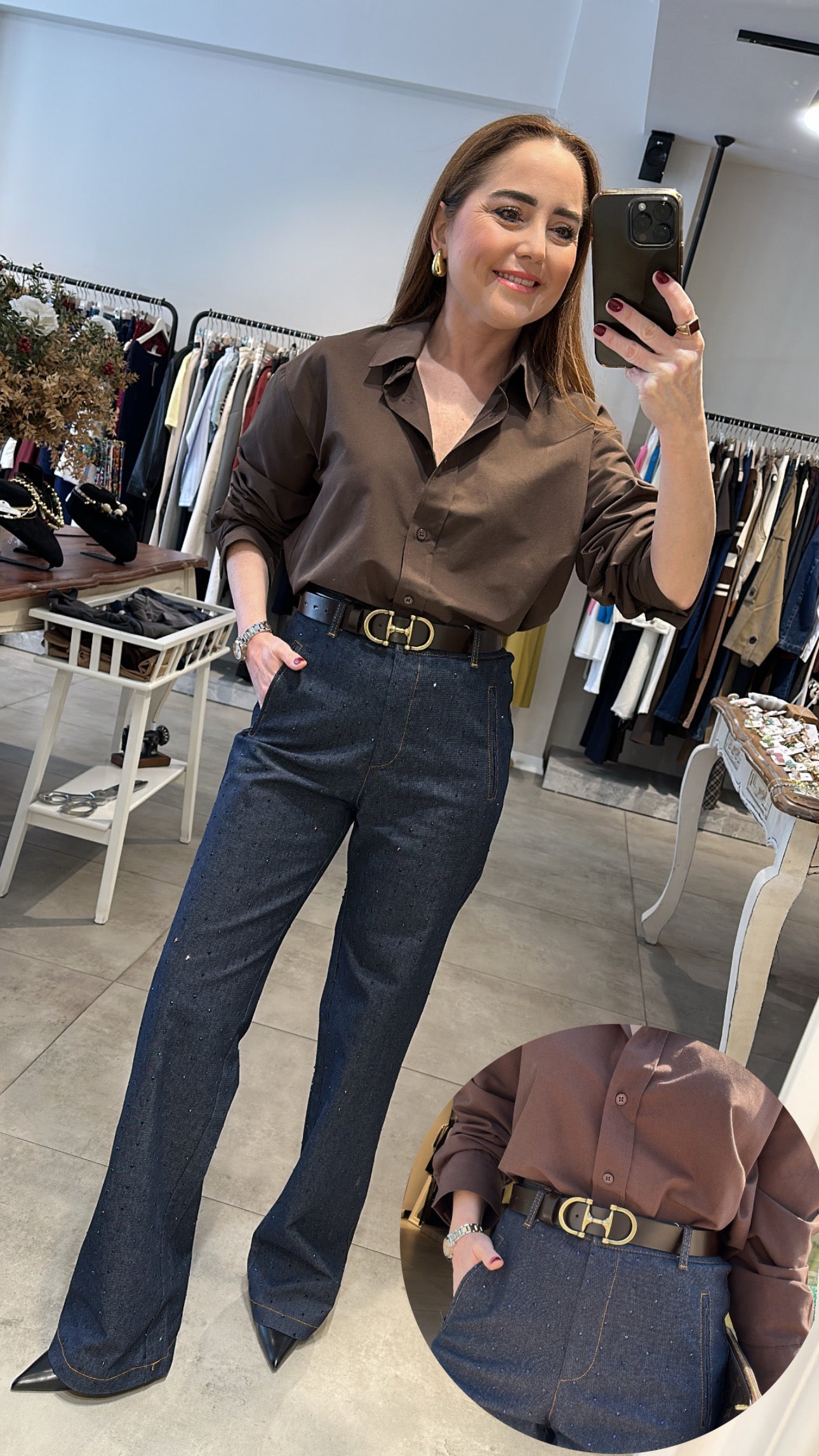 Premium taşlı denim pantolon