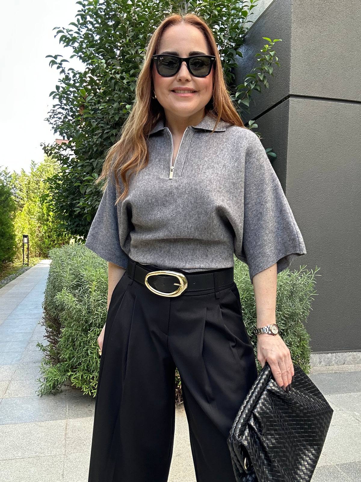 Poly fermuarlı triko