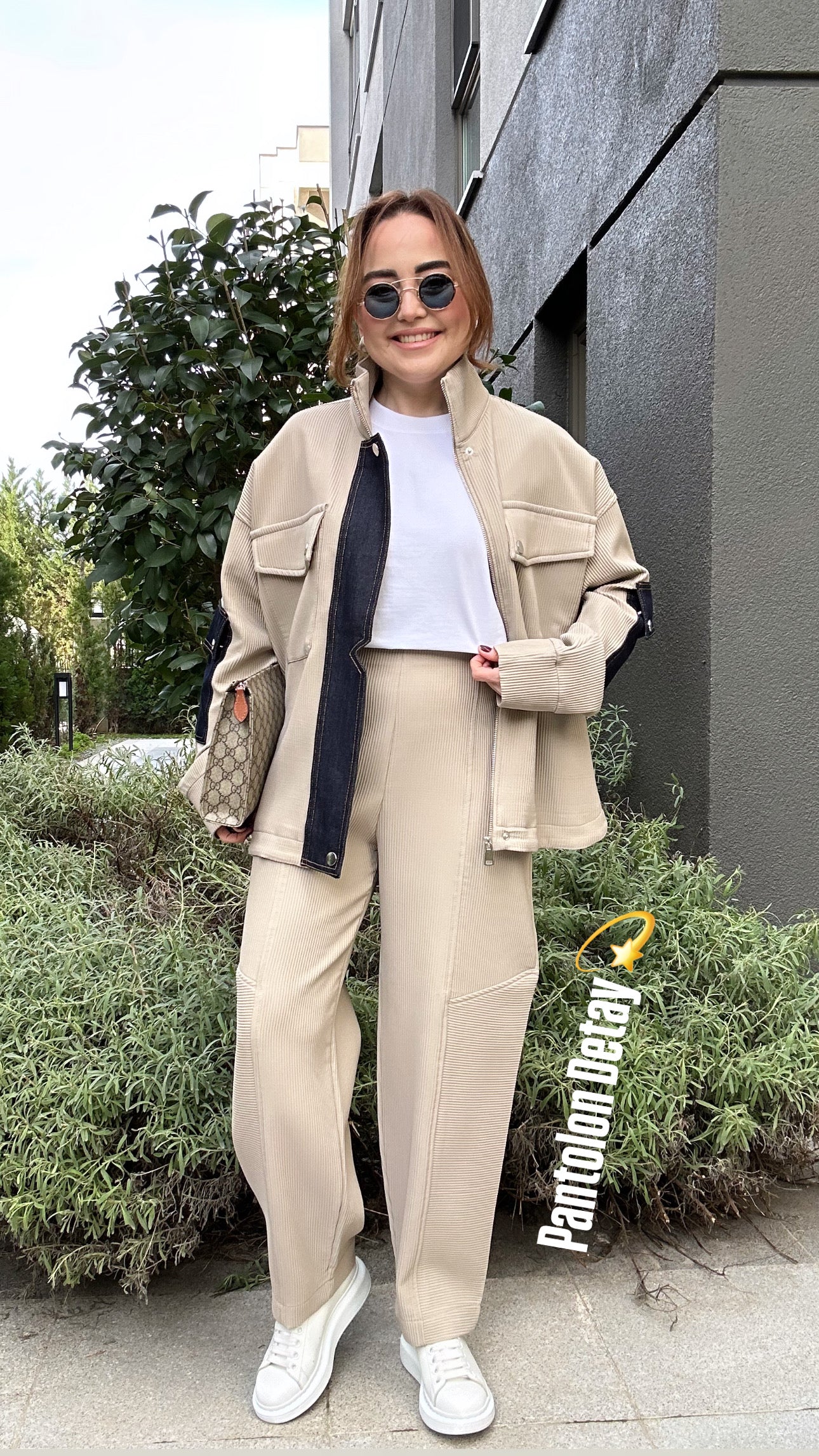 Premium denim detaylı takım