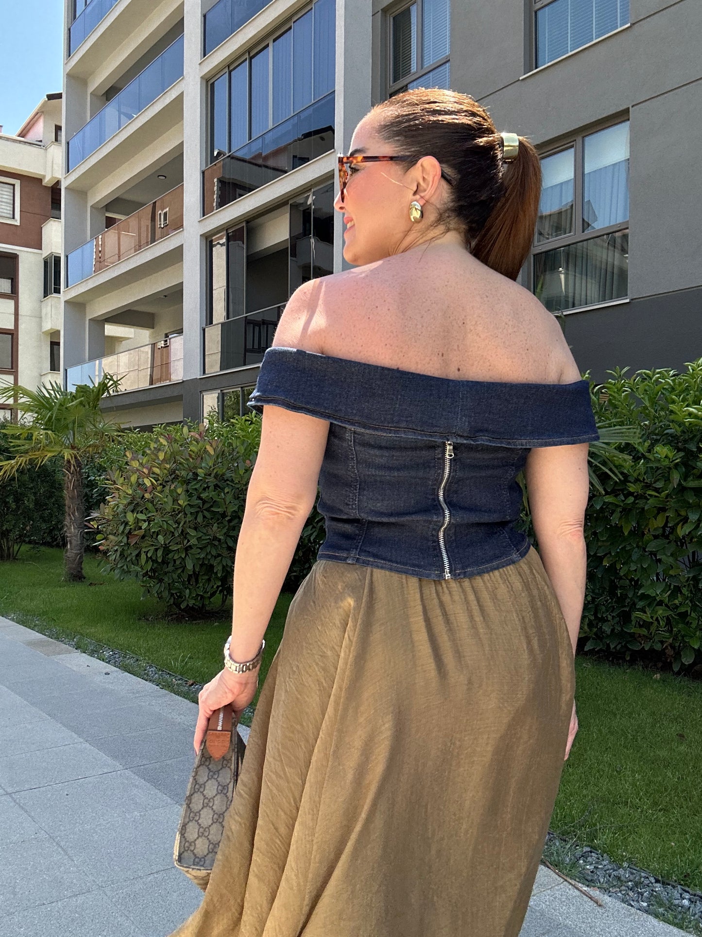Tasarım denim büstiyer