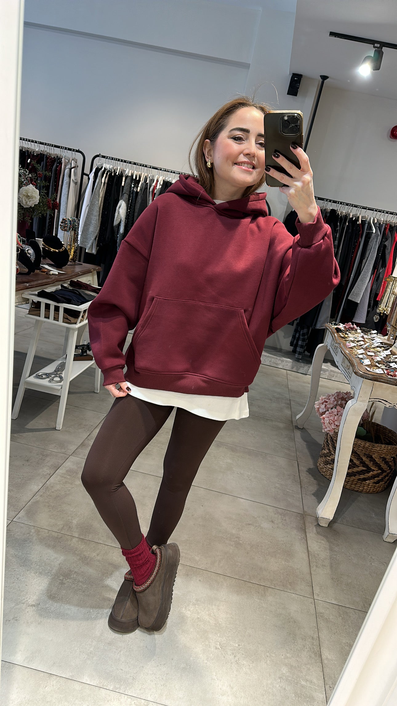 Kapşonlu Şardonlu Sweat