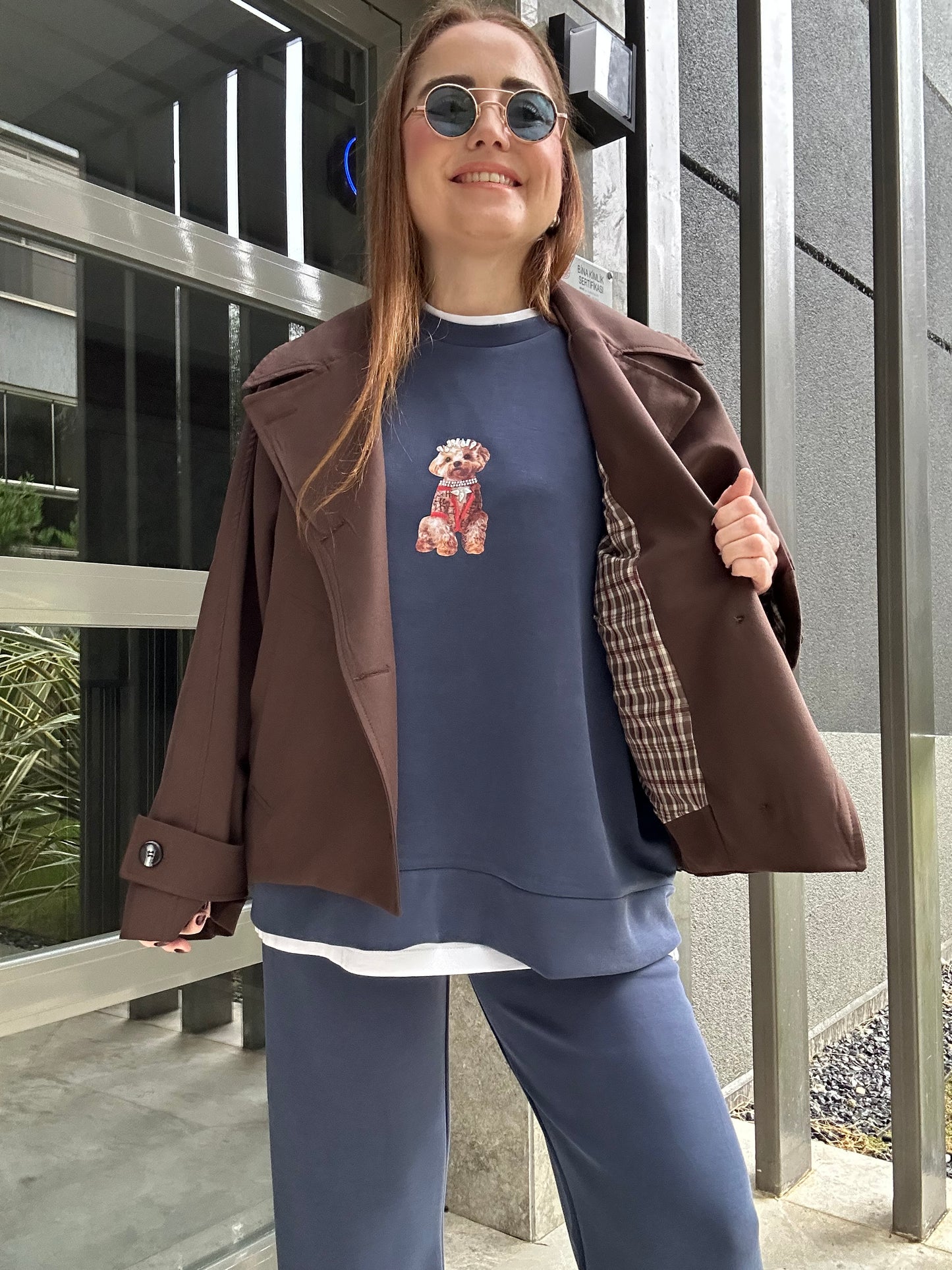 Premium ekose astarlı trençkot