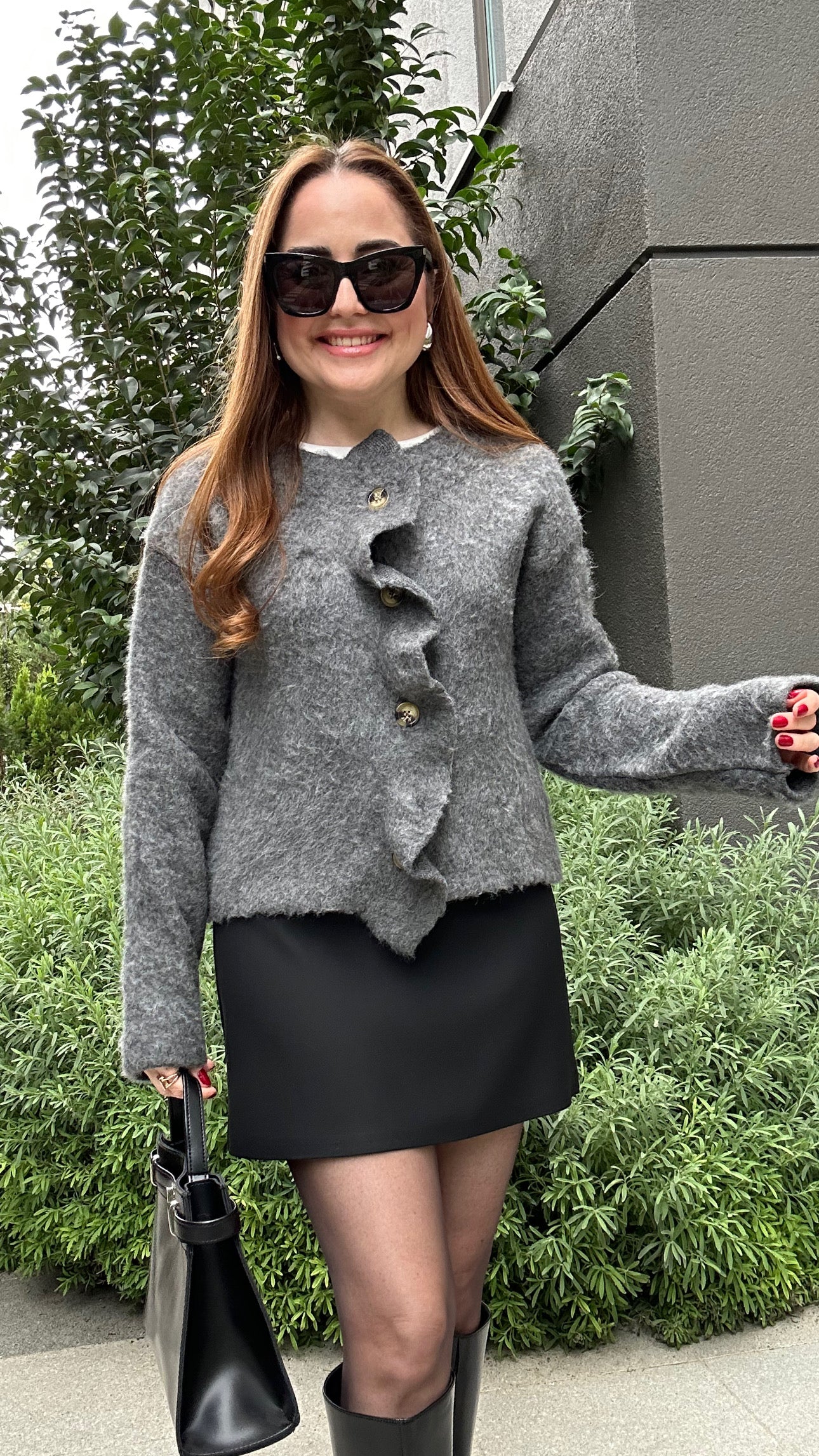 Volanlı tok triko hırka