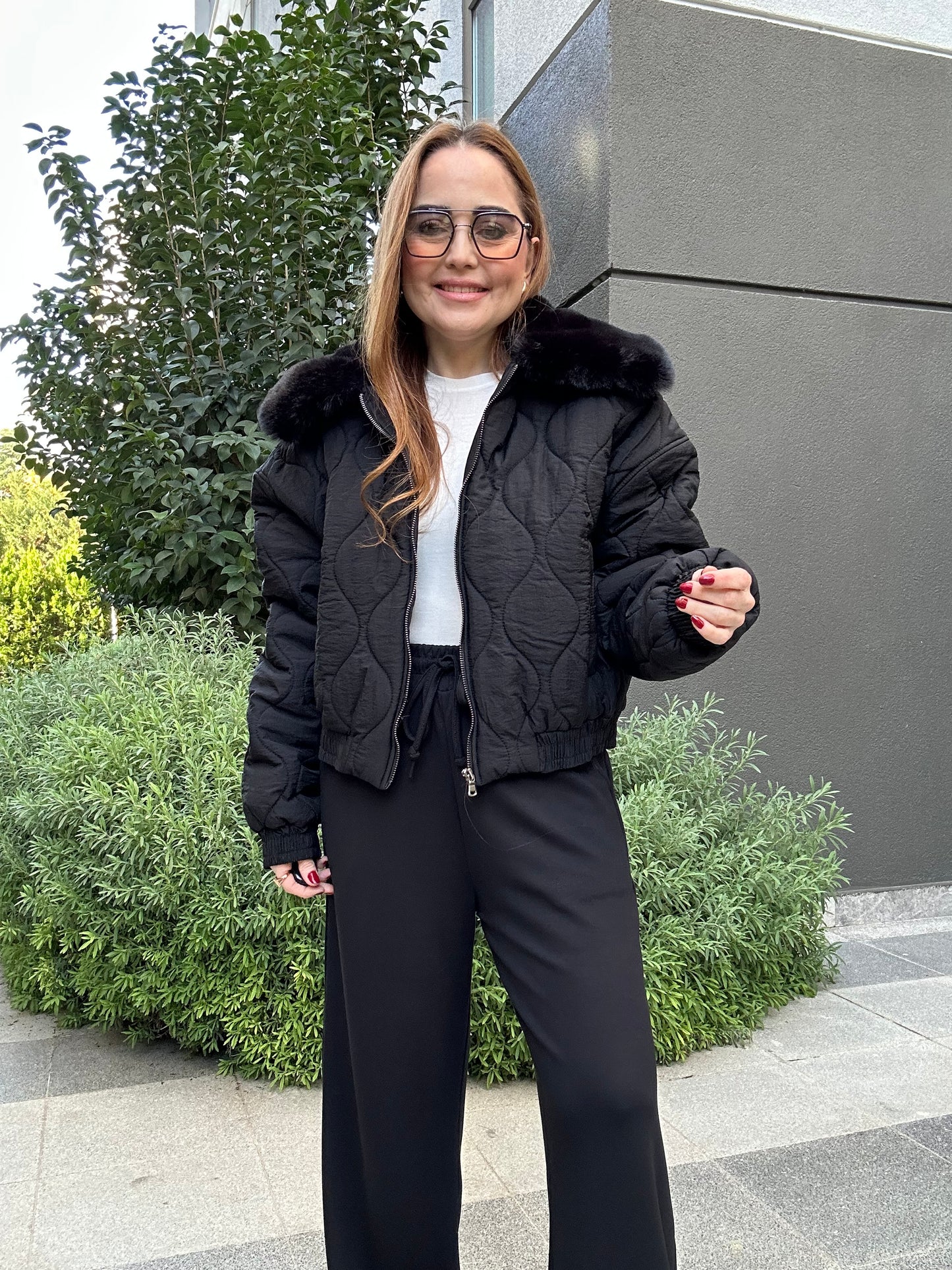 Premium kürklü kapitone mont