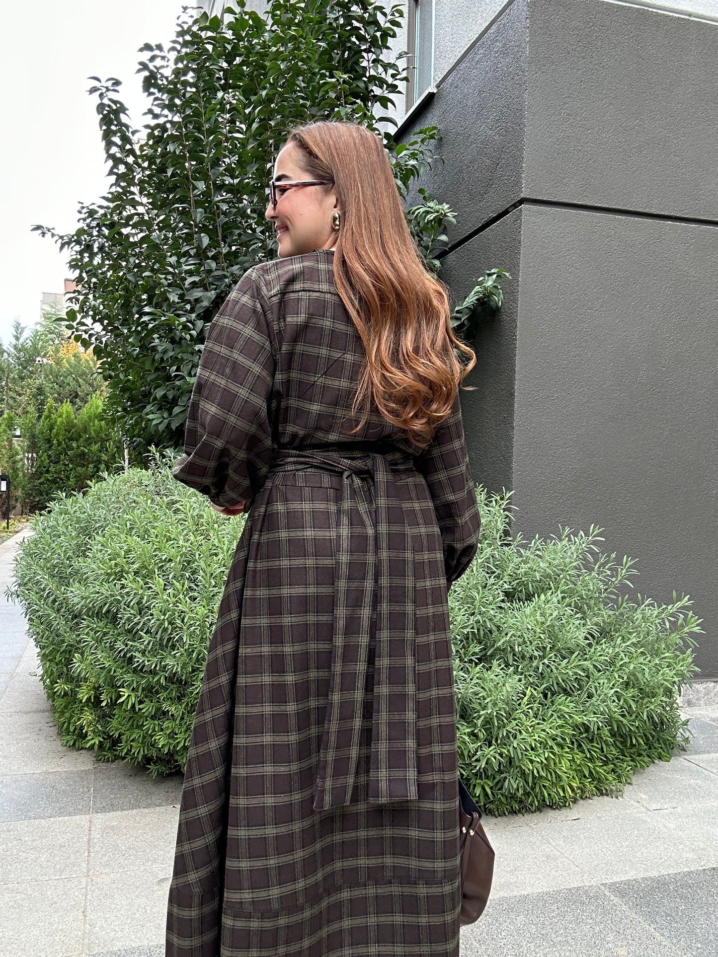 Premium ekose elbise