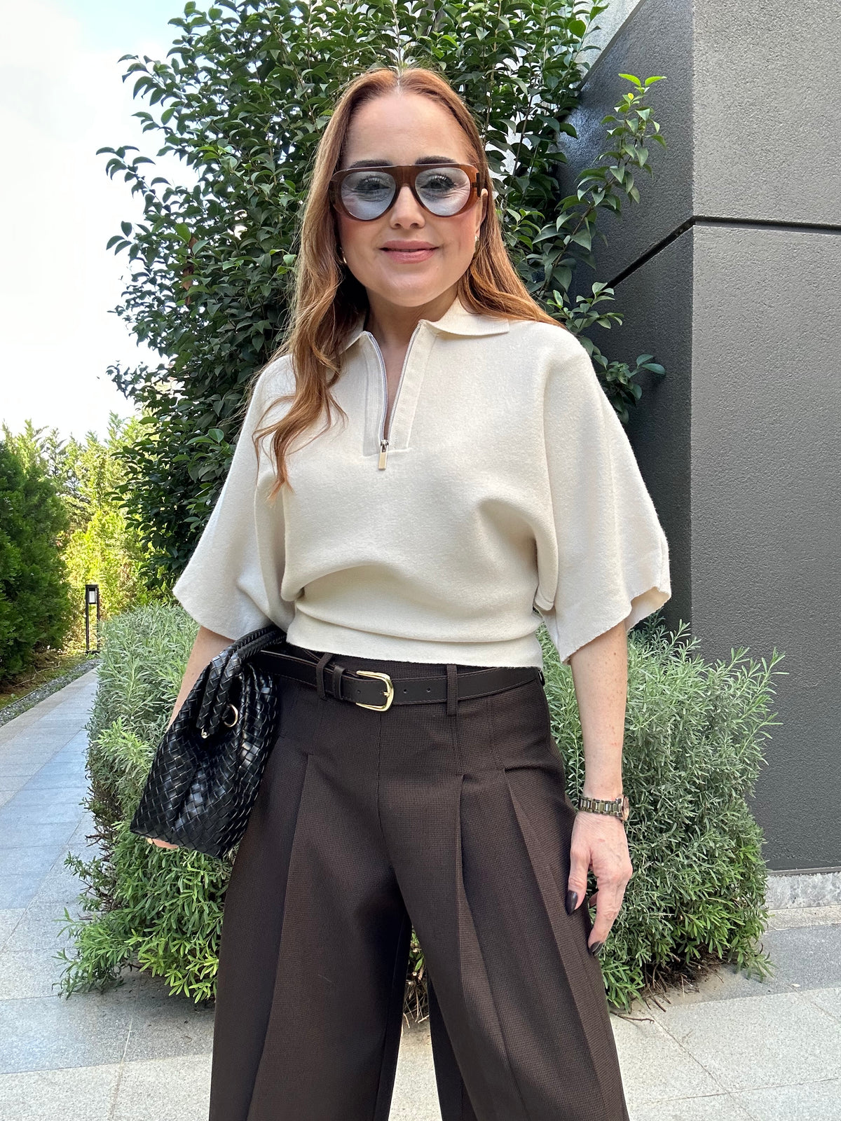 Poly fermuarlı triko