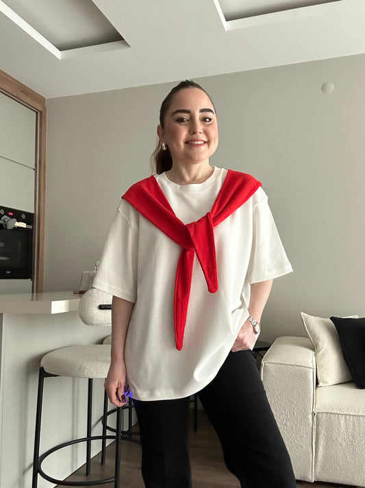Bağlamalı oversize tişört