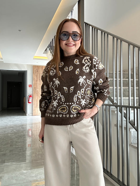 Rodeo şal detaylı kazak ( 2 Parça )