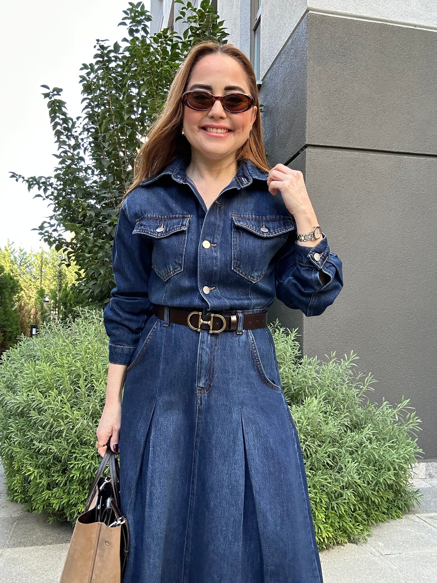 Premium denim elbise