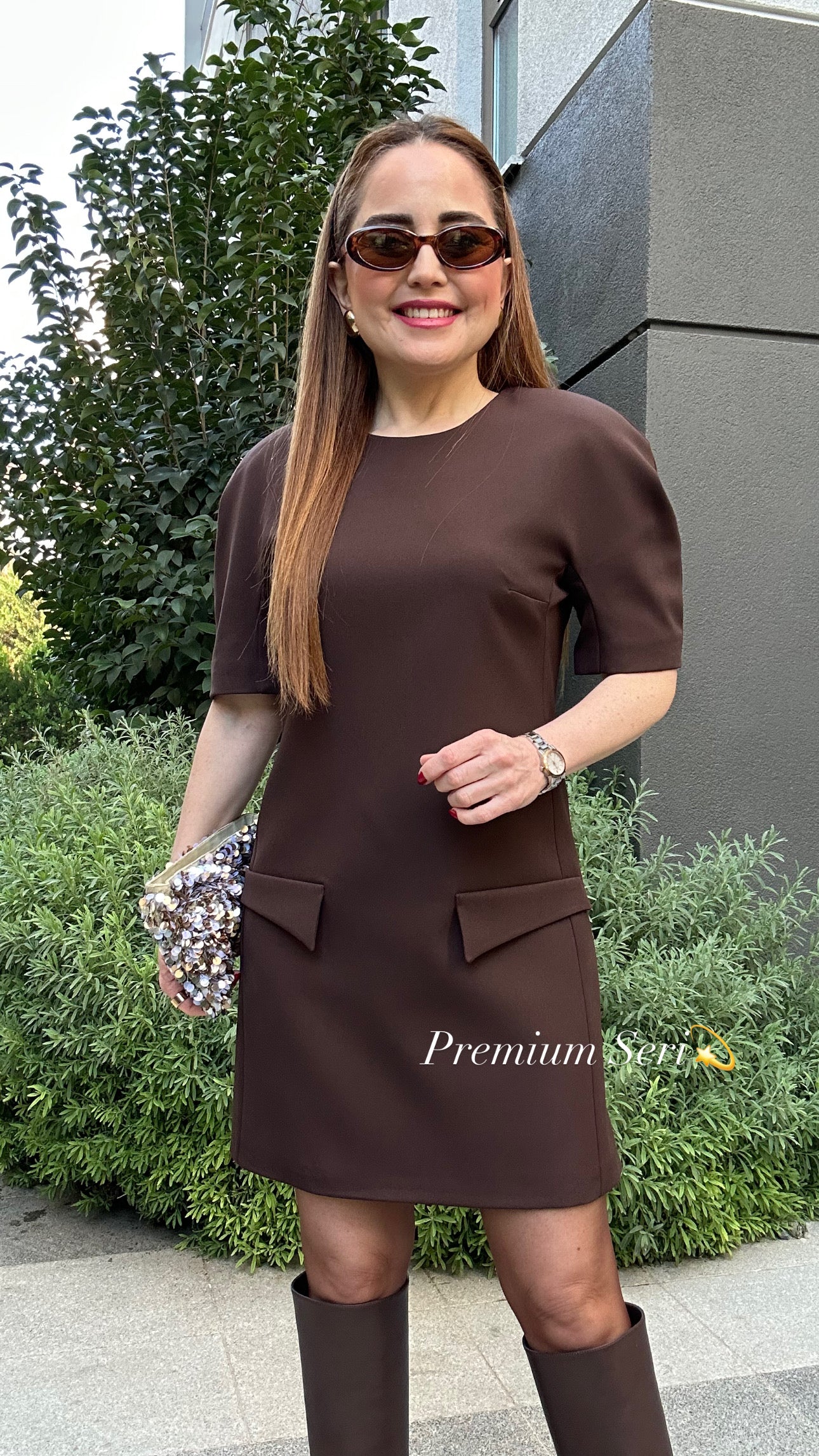 Cepli karpuz kol elbise (astarlıdır)