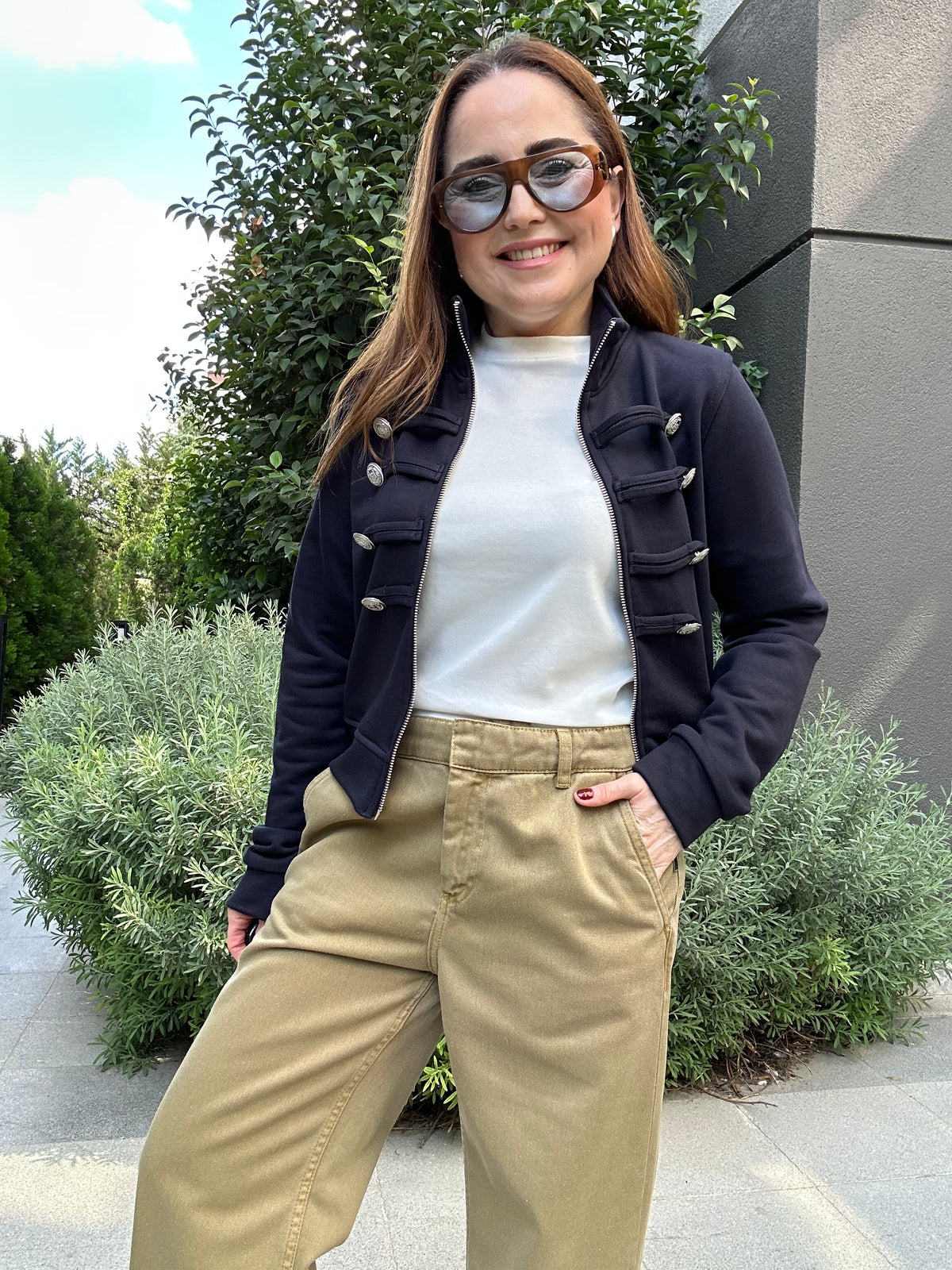 Olive gabardin Pantolon