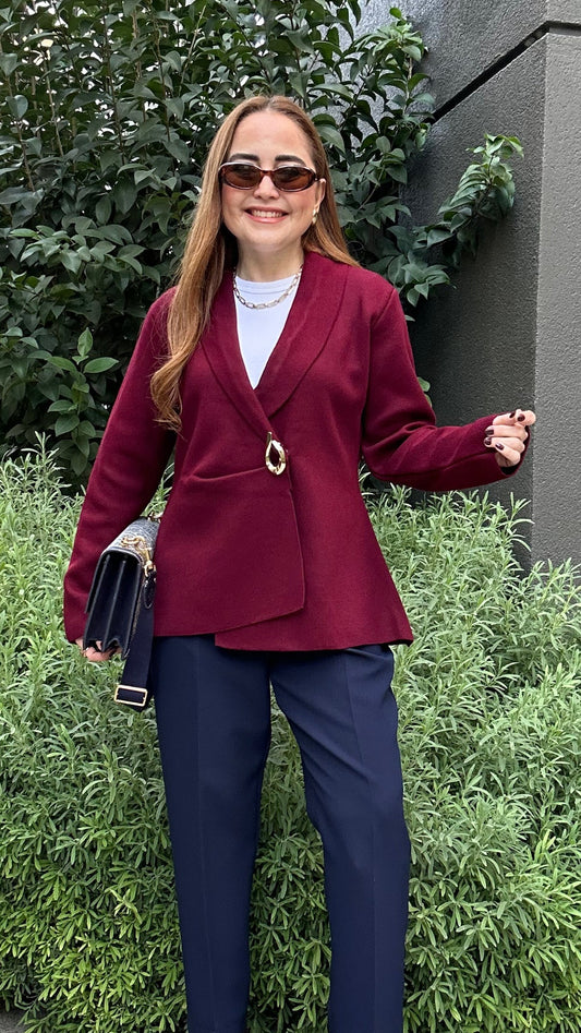 Çelik örgü tokalı hırka