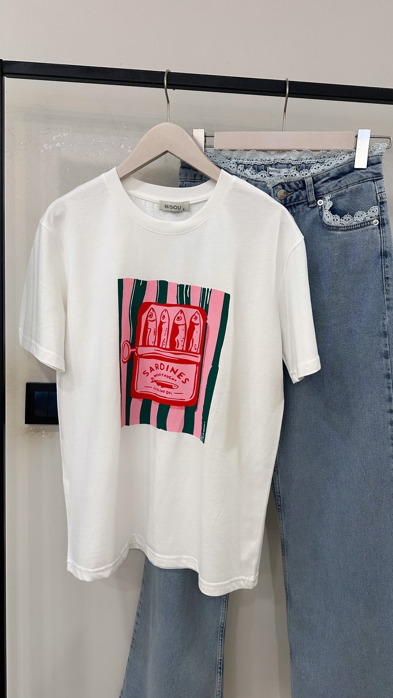 Sardines baskılı tişört
