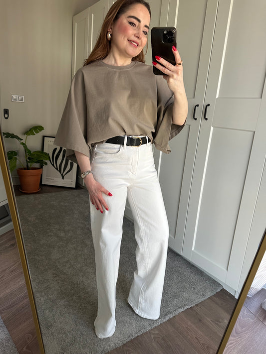 Straight fit kemerli jean (Kemer dahildir )