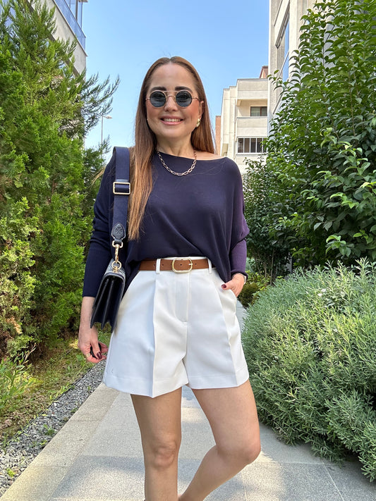 Kemerli dilvin şort ( Tok Kumaş)