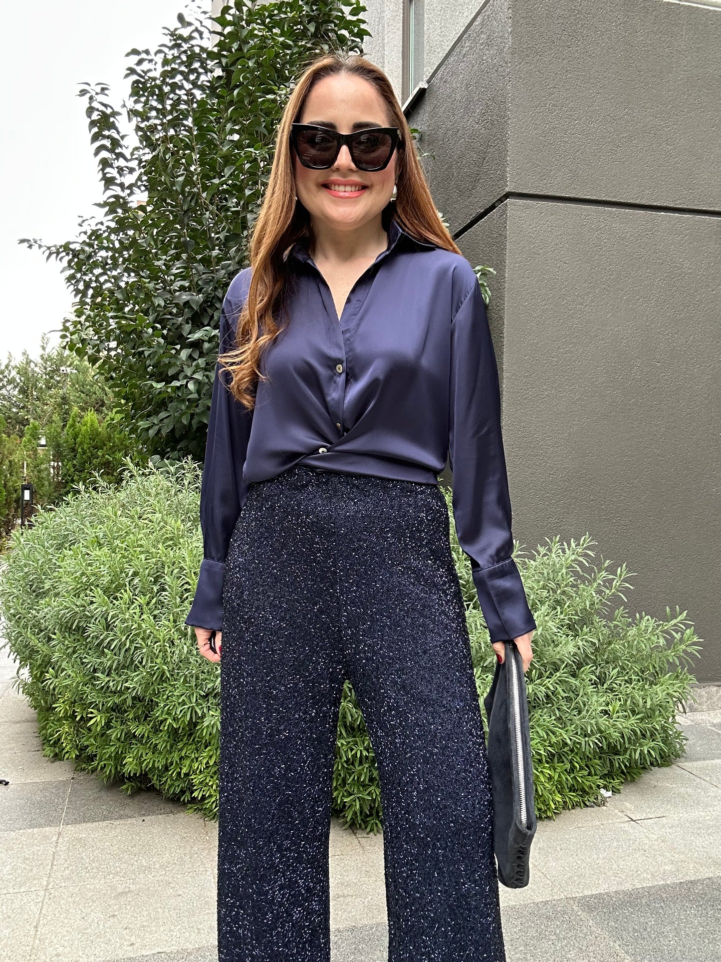 Işıltılı bolpaça pantolon