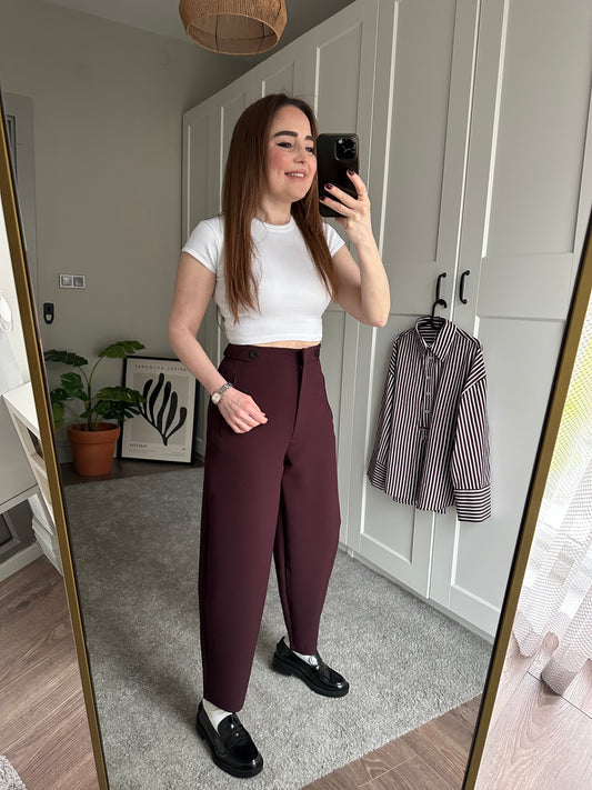 Düğmeli cepli havuç pantolon