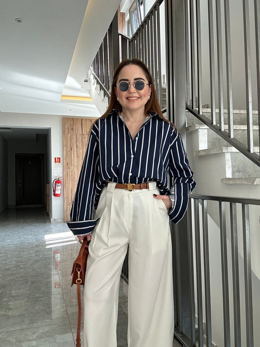 Premium çizgili poplin gömlek