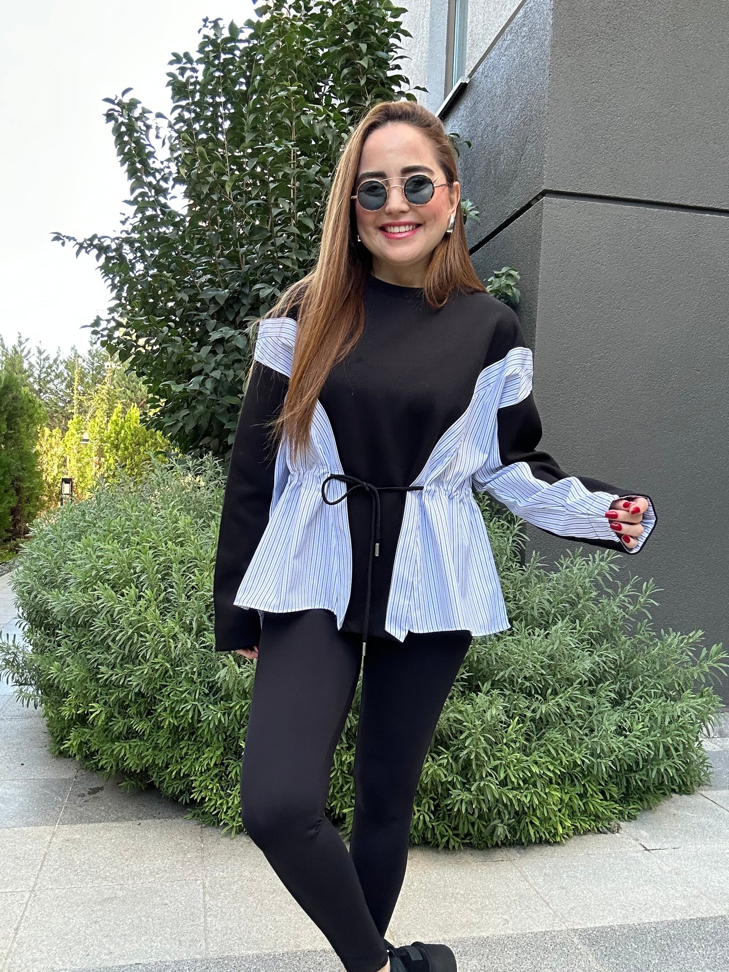 Premium Tasarım çizgili sweat