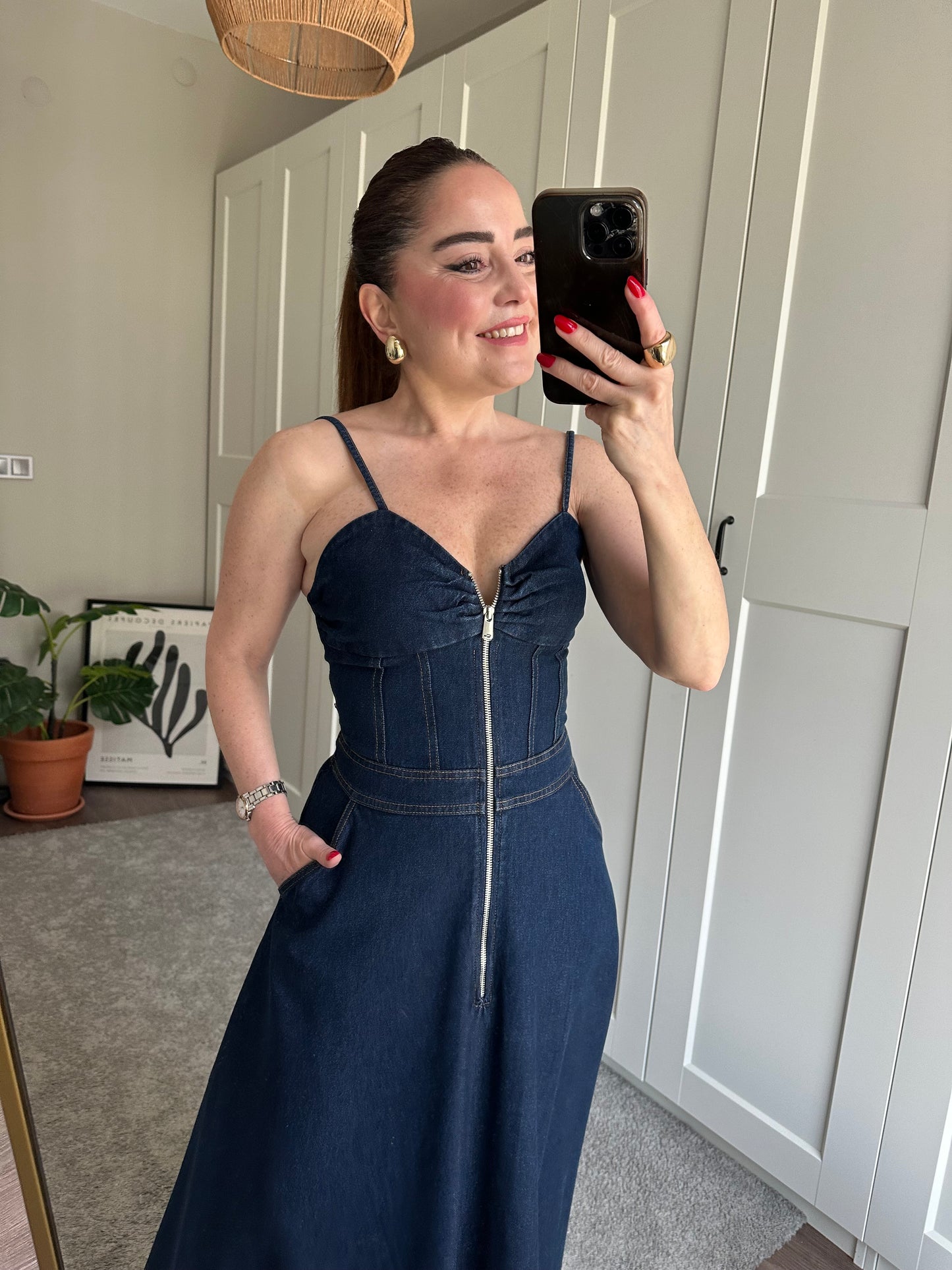 Marka muadil denim elbise