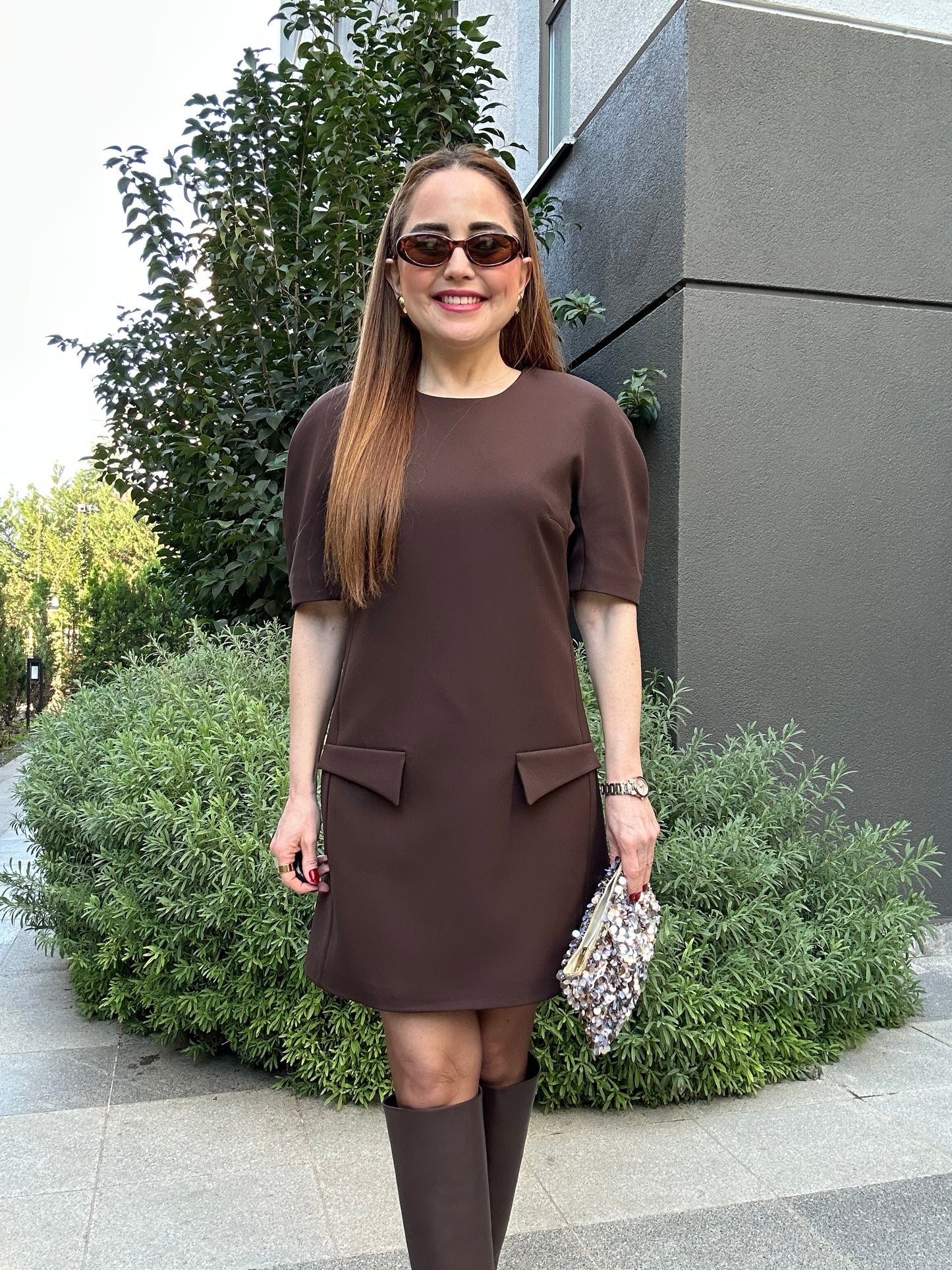 Cepli karpuz kol elbise (astarlıdır)