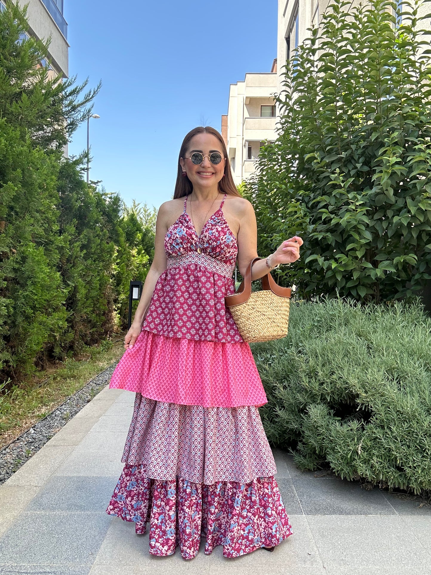 Katkat desenli elbise