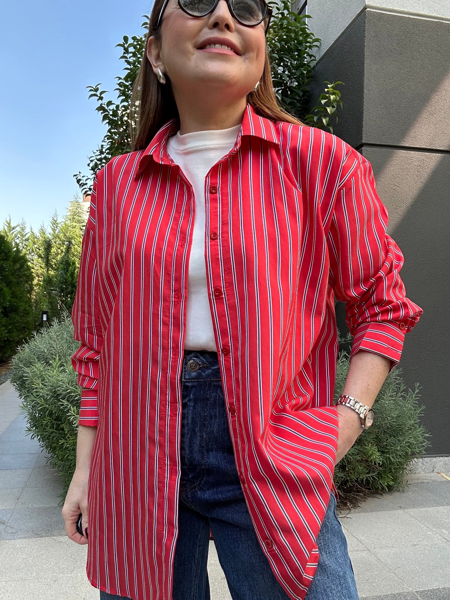 Rose çizgili gömlek