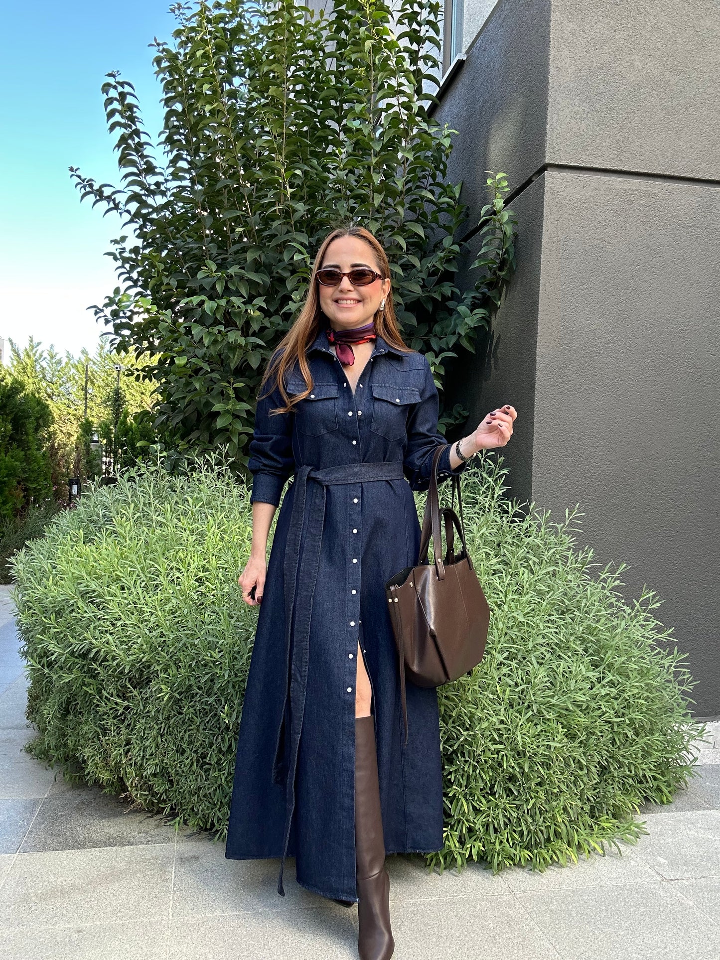 Premium denim elbise