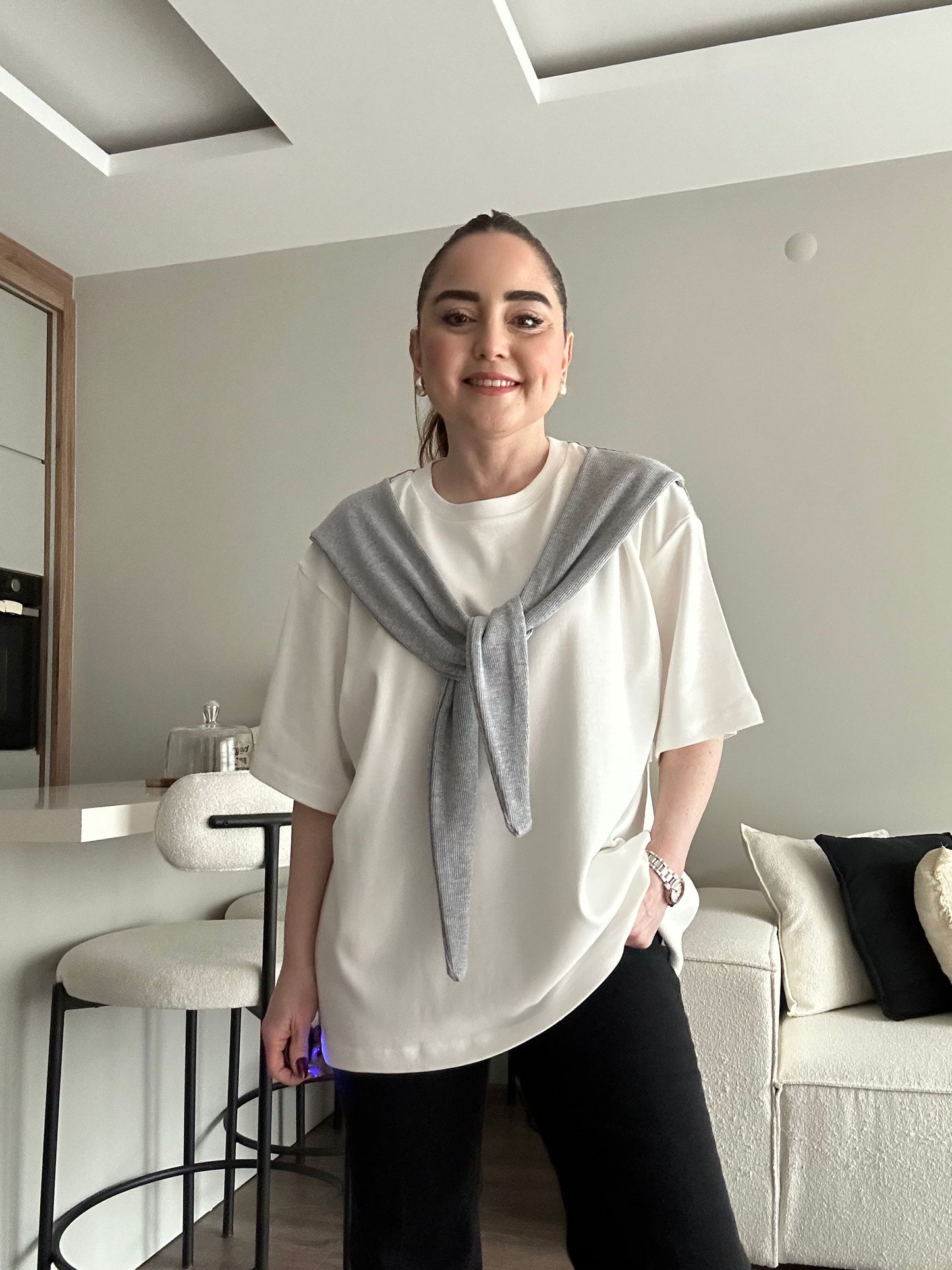 Bağlamalı oversize tişört