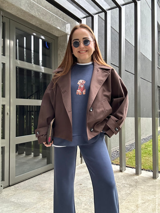 Premium ekose astarlı trençkot