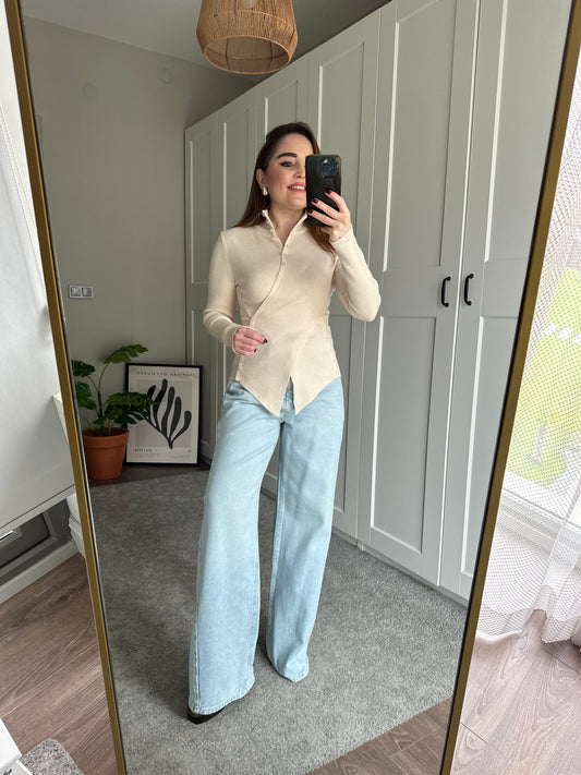 Ön dikişli palazzo jean