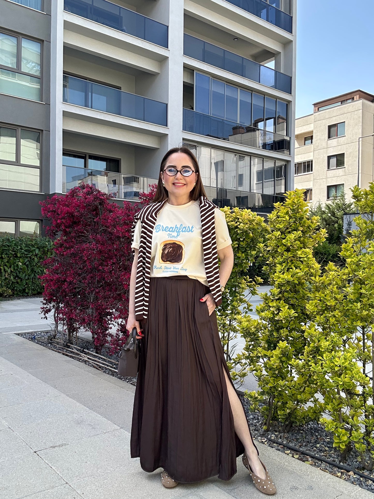 Premium yırtmaçlı saten etek
