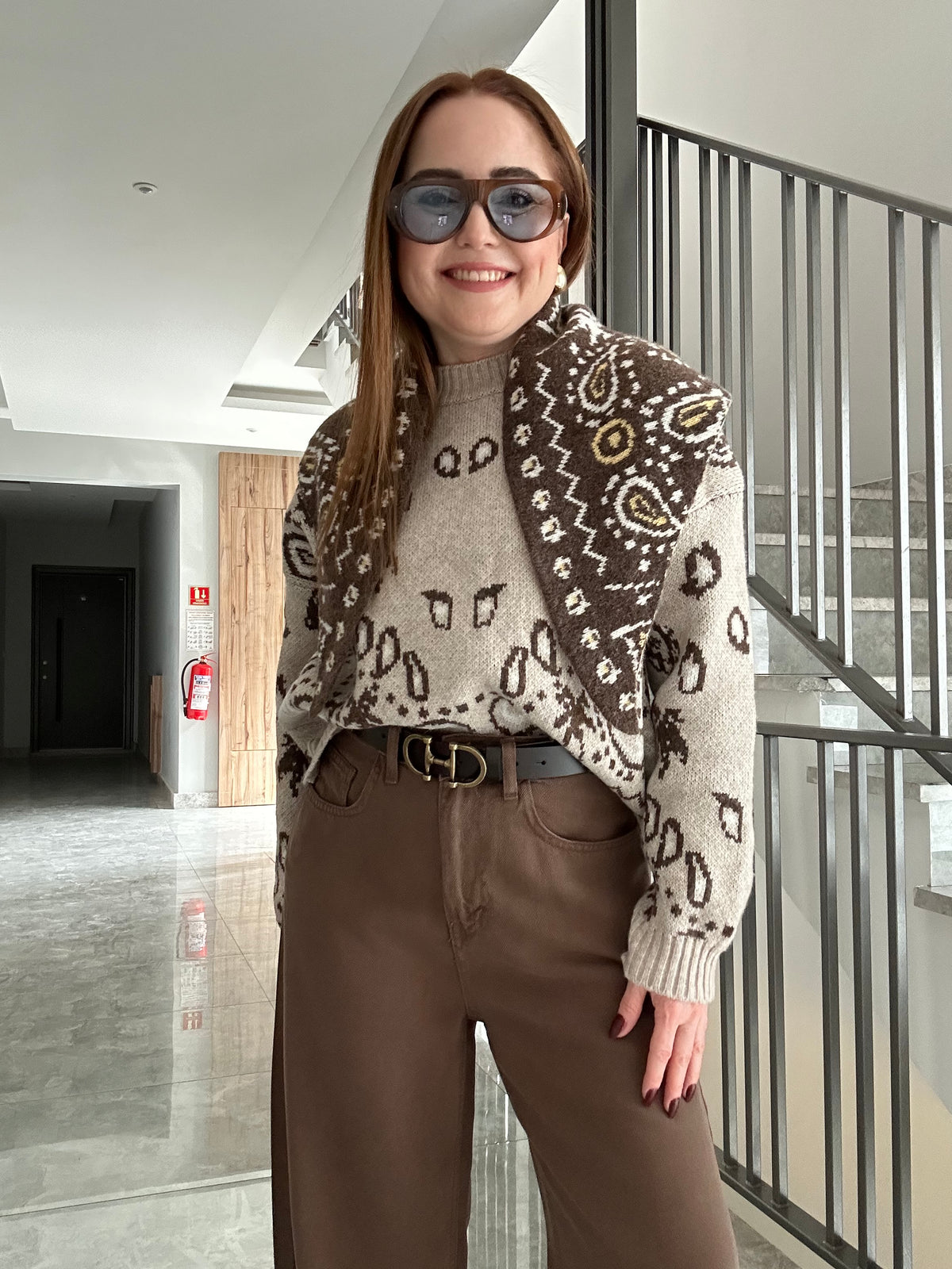 Rodeo şal detaylı kazak ( 2 Parça )