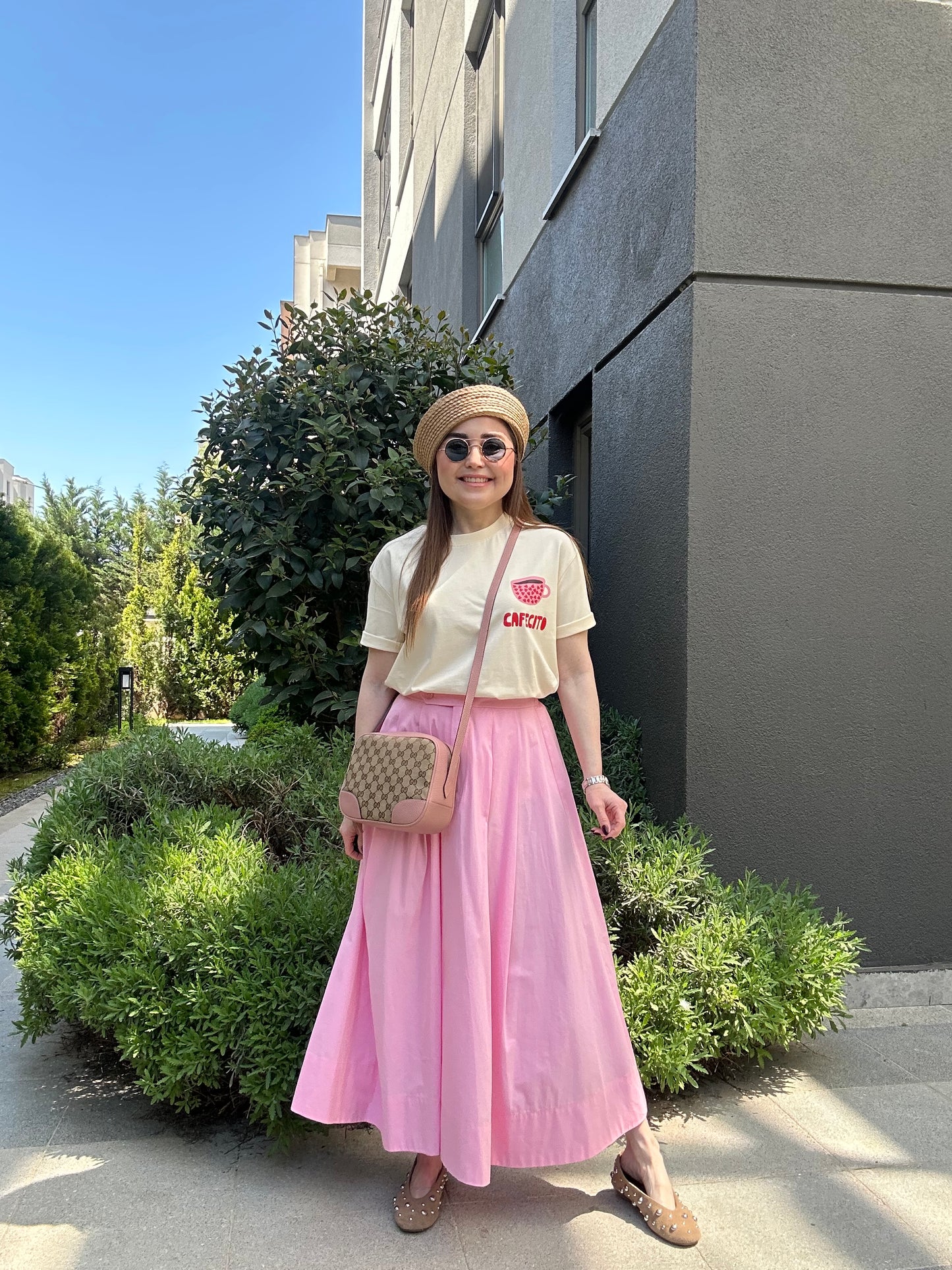 Poplin midi etek