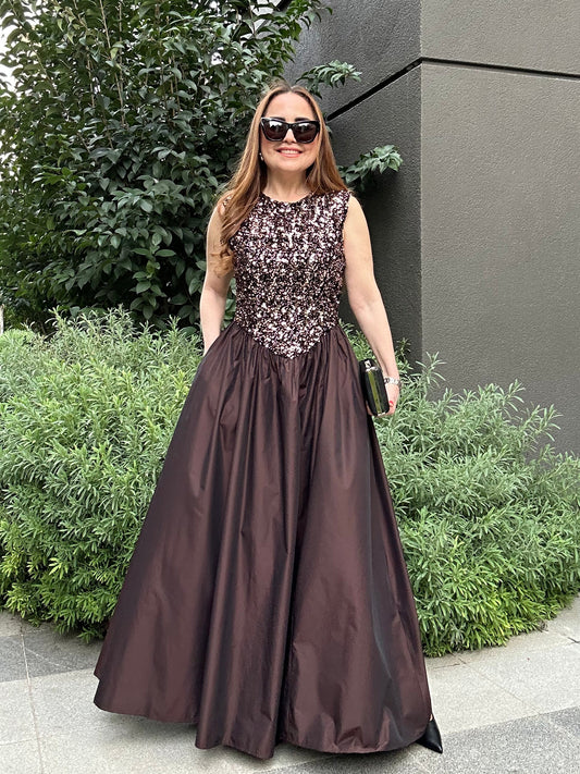 Premium payet tafta elbise