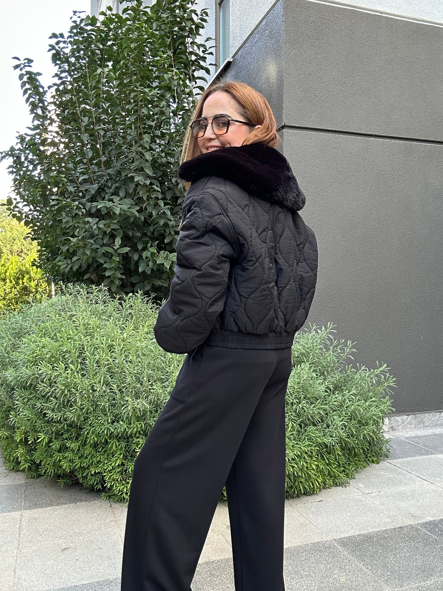 Premium kürklü kapitone mont