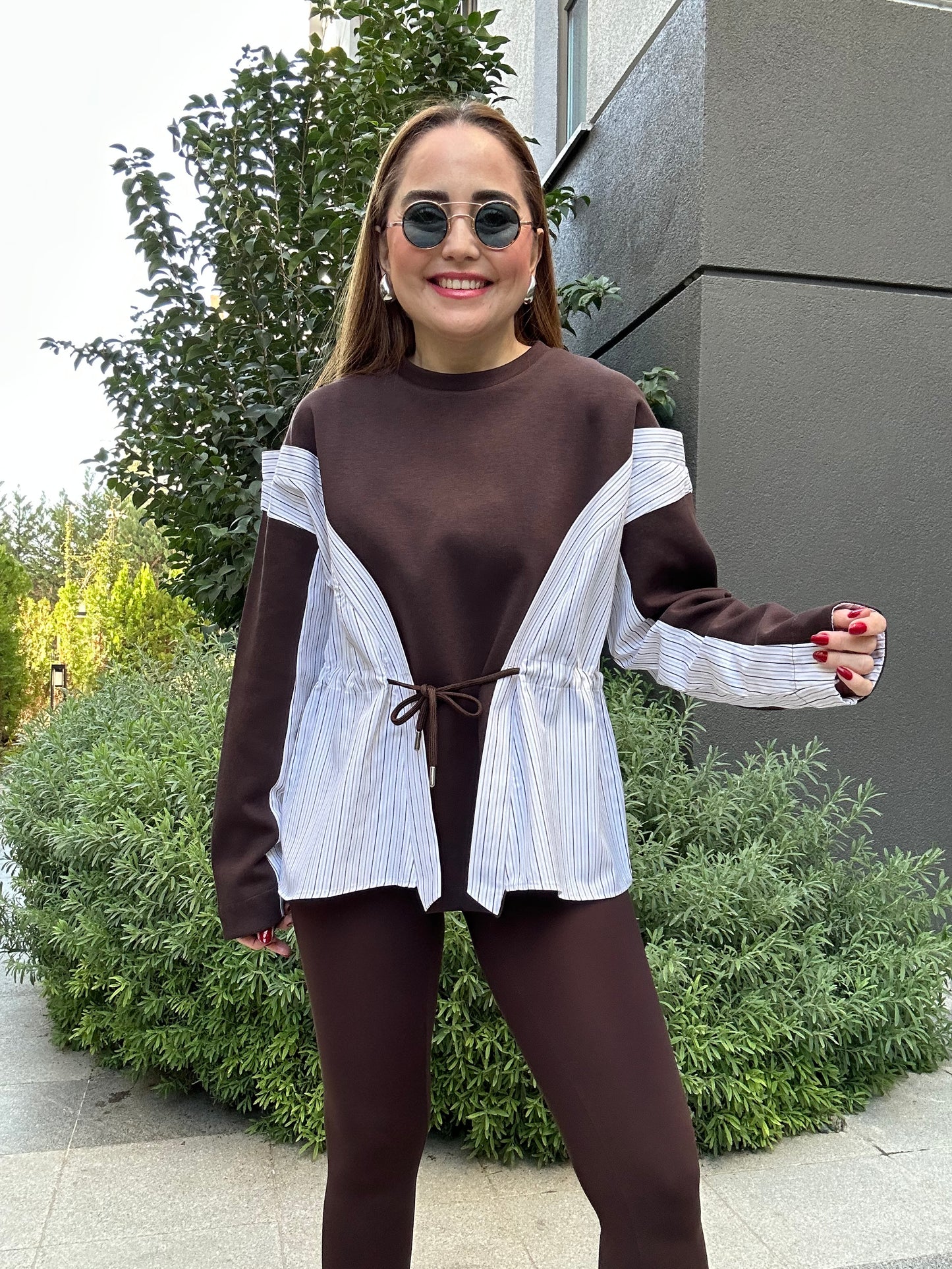 Premium Tasarım çizgili sweat