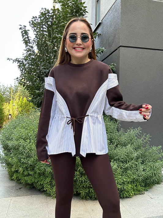 Premium Tasarım çizgili sweat