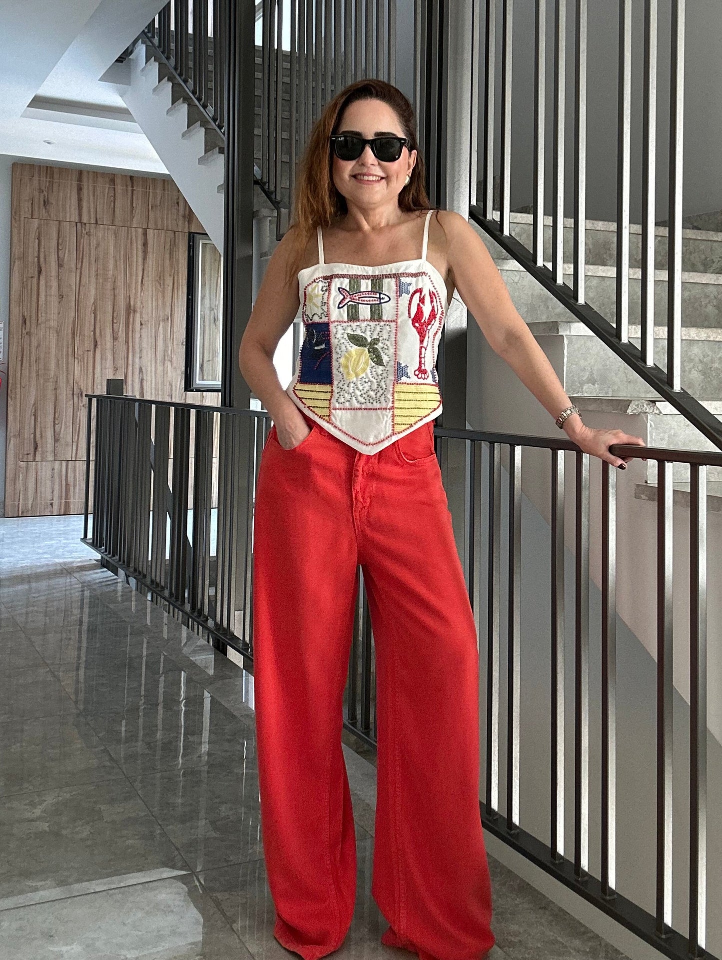 Luna tensel denim pantolon